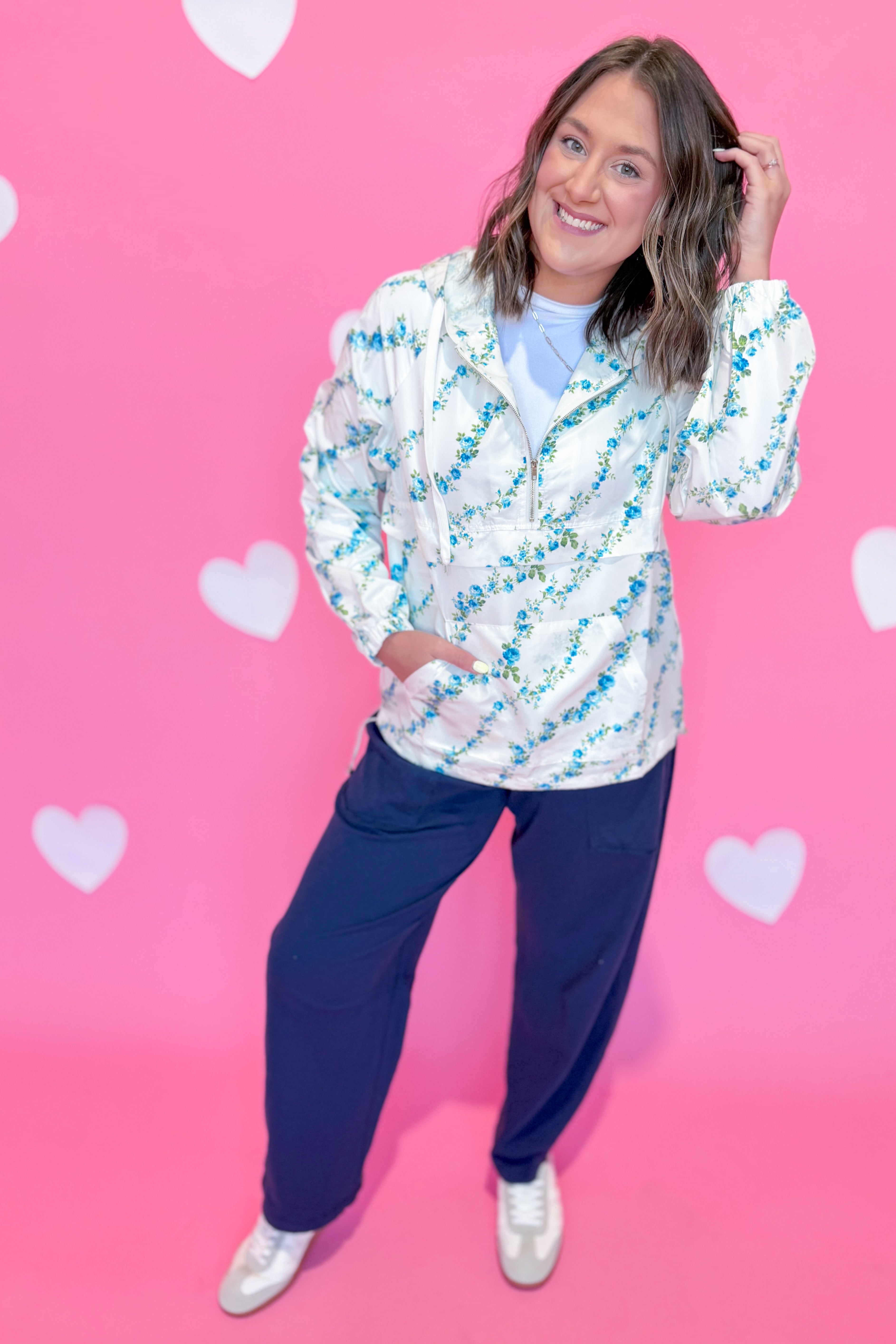 Augusta Floral Print Long Sleeve Windbreaker Jacket - Be You Boutique