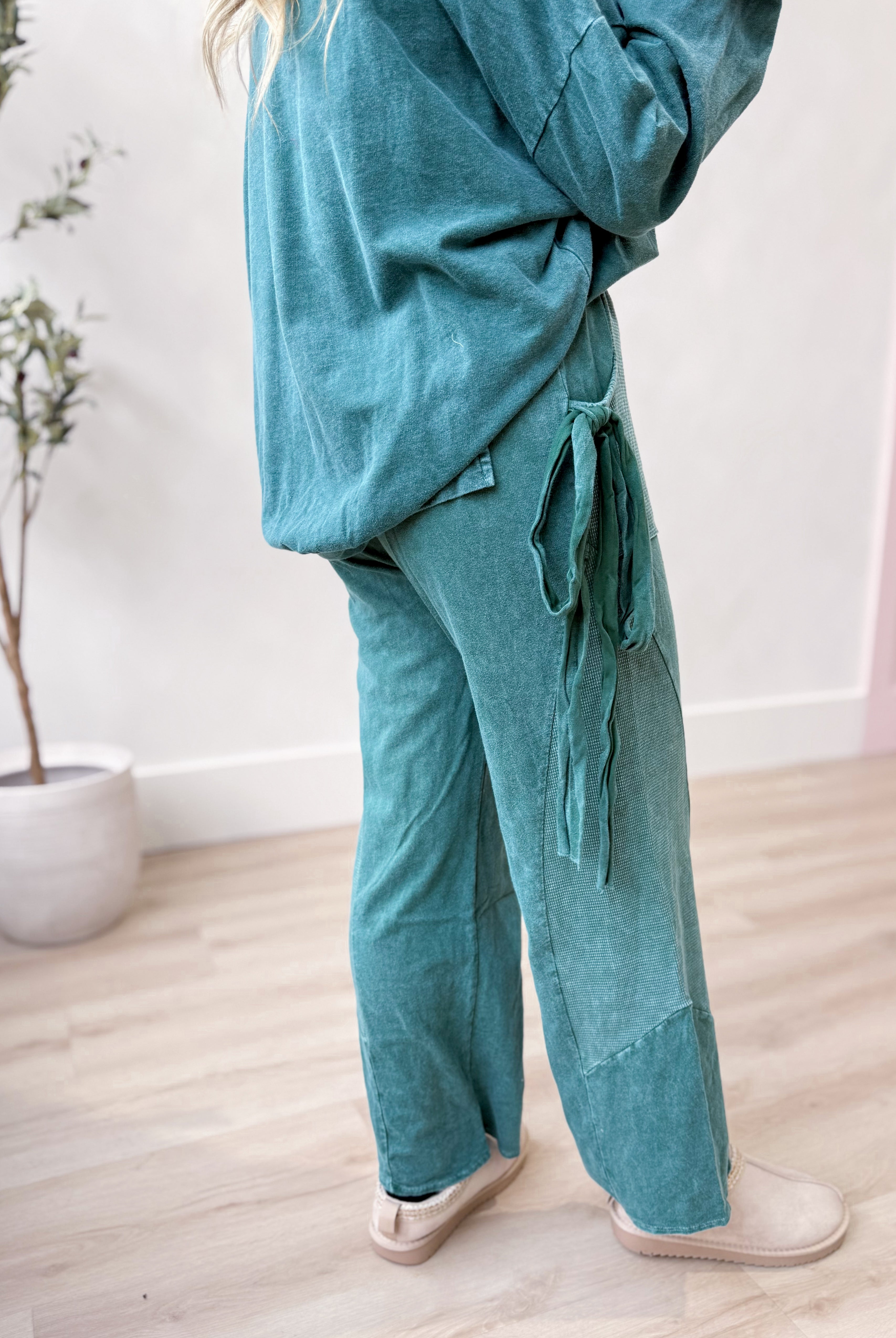 Carrie Mineral Wash Side Bow Pant - Be You Boutique