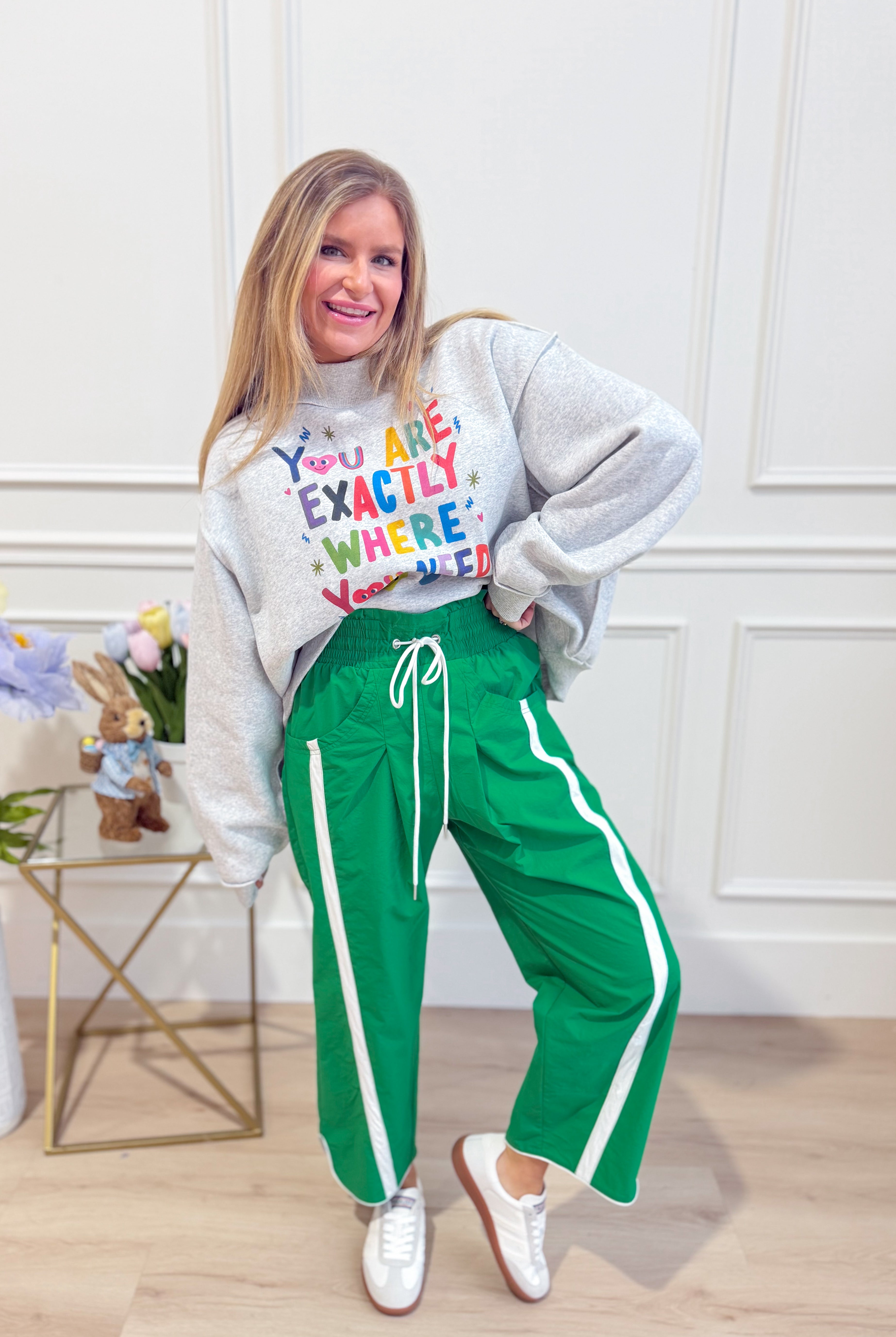 Lenny Windbreaker Contrasted Stripe Pant from BUCKET LIST, featuring stylish striped design and casual fit.