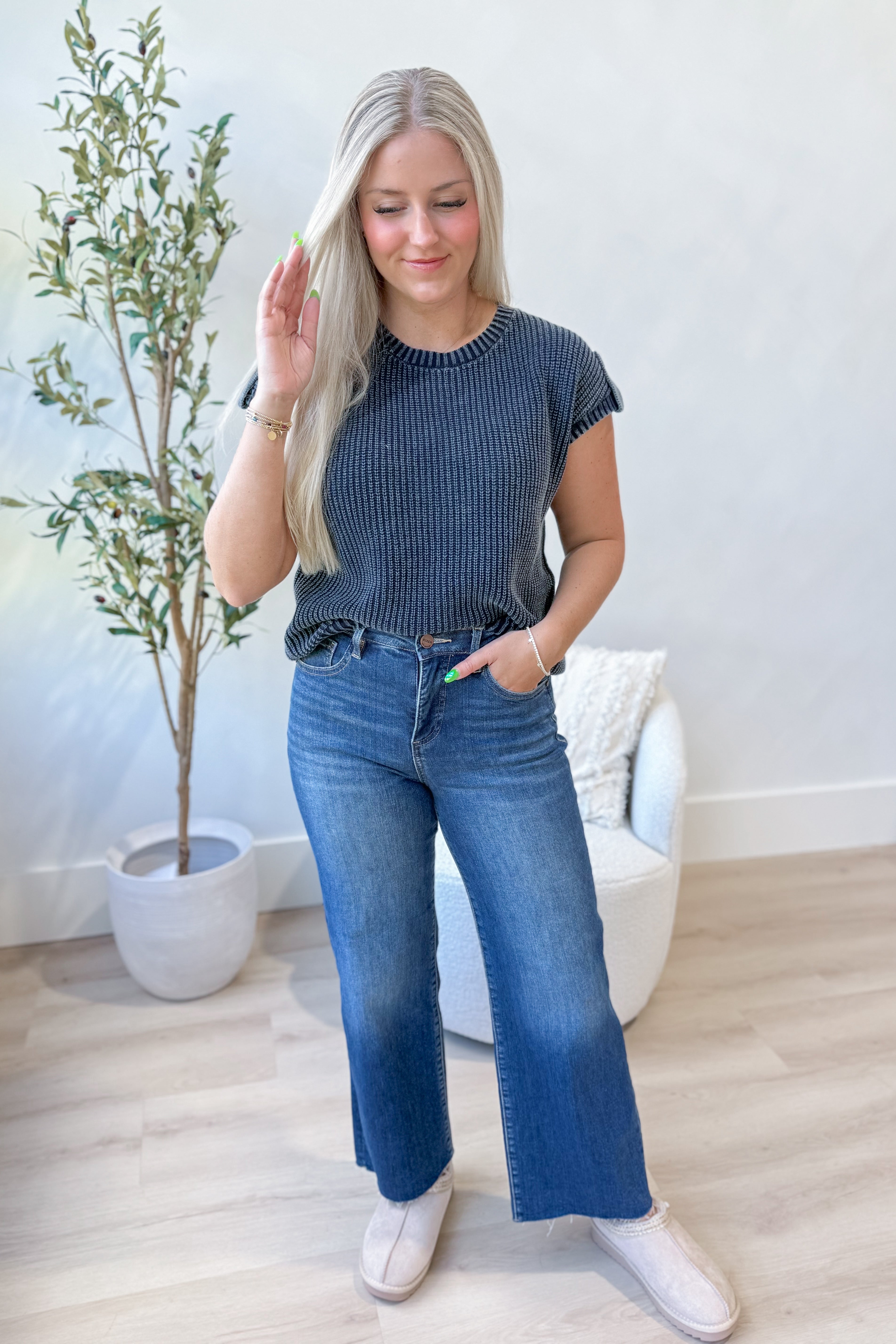 Nicole Knitted Drop Shoulder Sweater Top - Be You Boutique