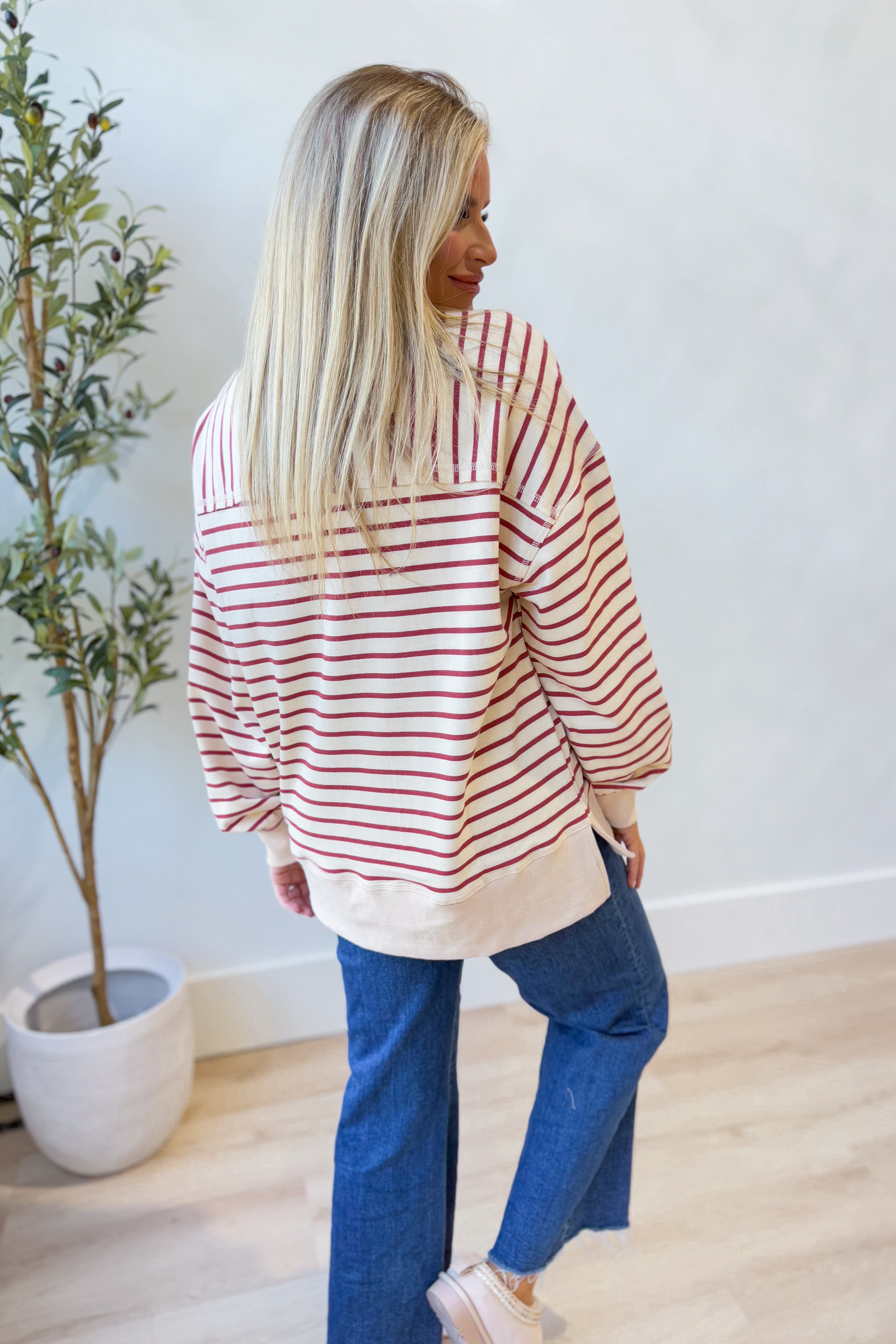 Selena Stripe Comfy Oversized Pullover - Be You Boutique