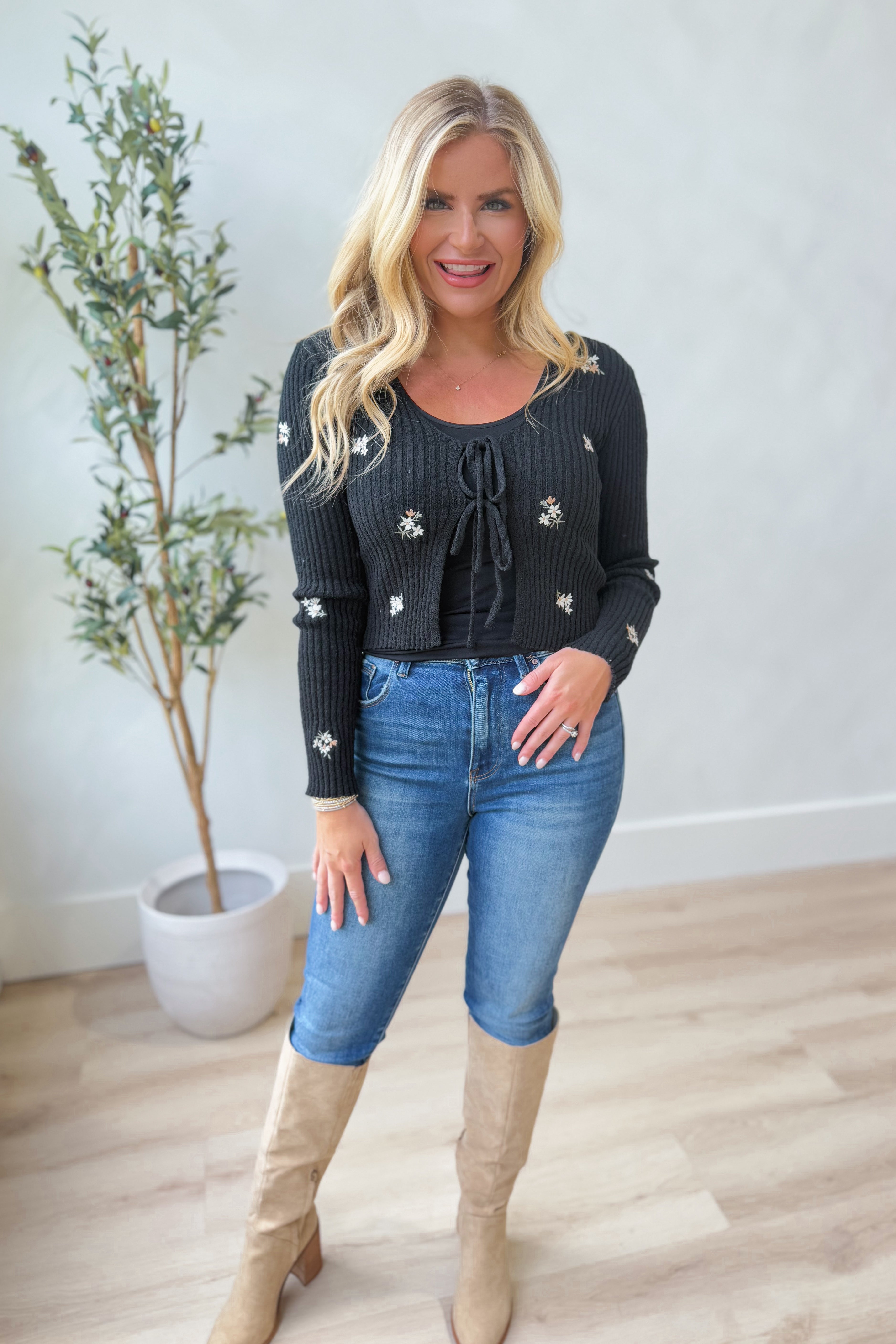 Paisley Flower Embroidered Cardigan - Be You Boutique