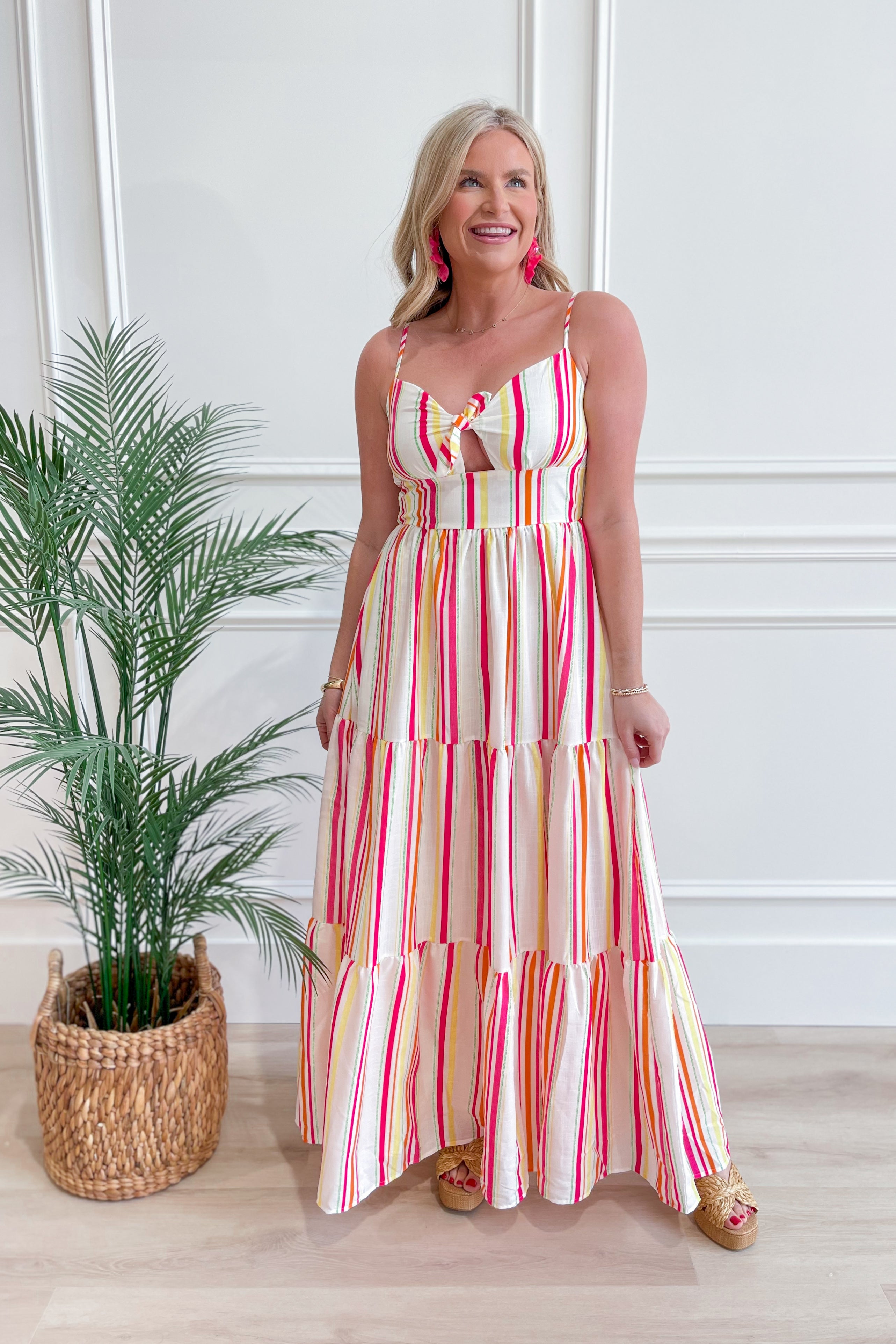 Lexy Striped Front Tie Maxi Dress - Be You Boutique