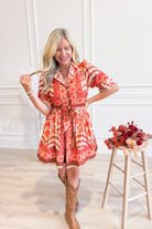 Caroline Botanical Print Puff Sleeve Dress - Be You Boutique