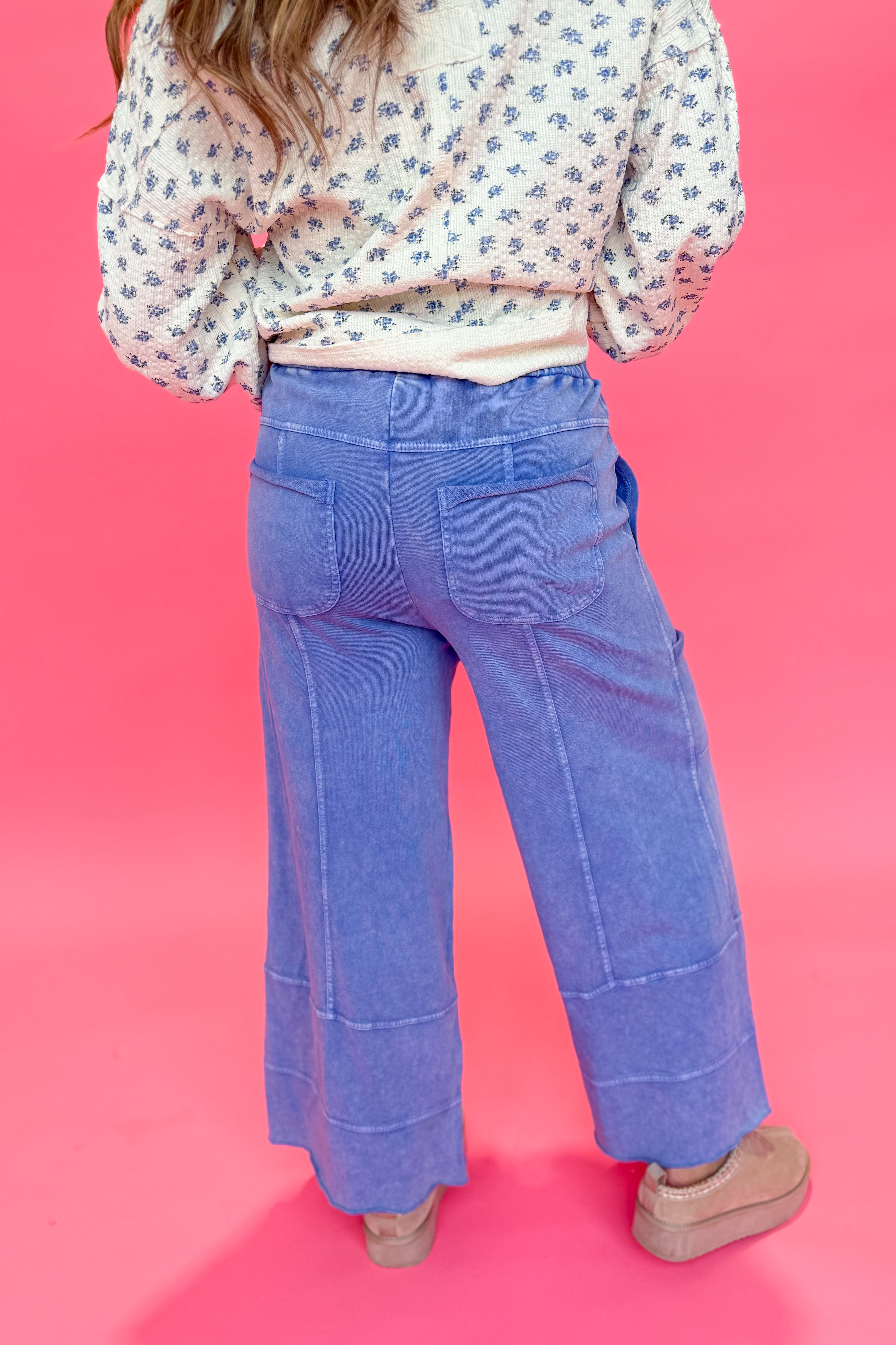 Bradley Mineral Washed Terry Knit Wide Leg Pants - Be You Boutique