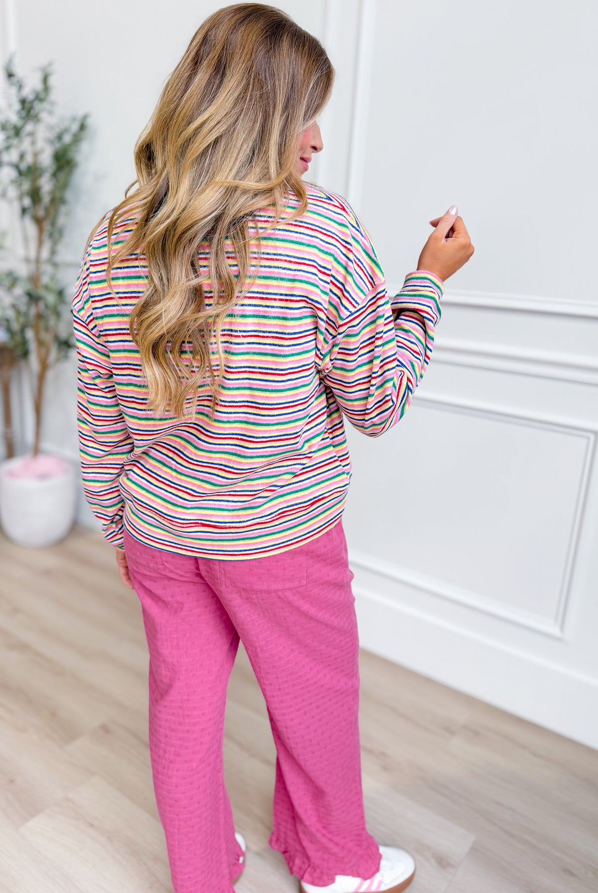 TWENTIFOURTH Rollins multi-color striped pullover sweater with fall-inspired design and cozy knit fabric.