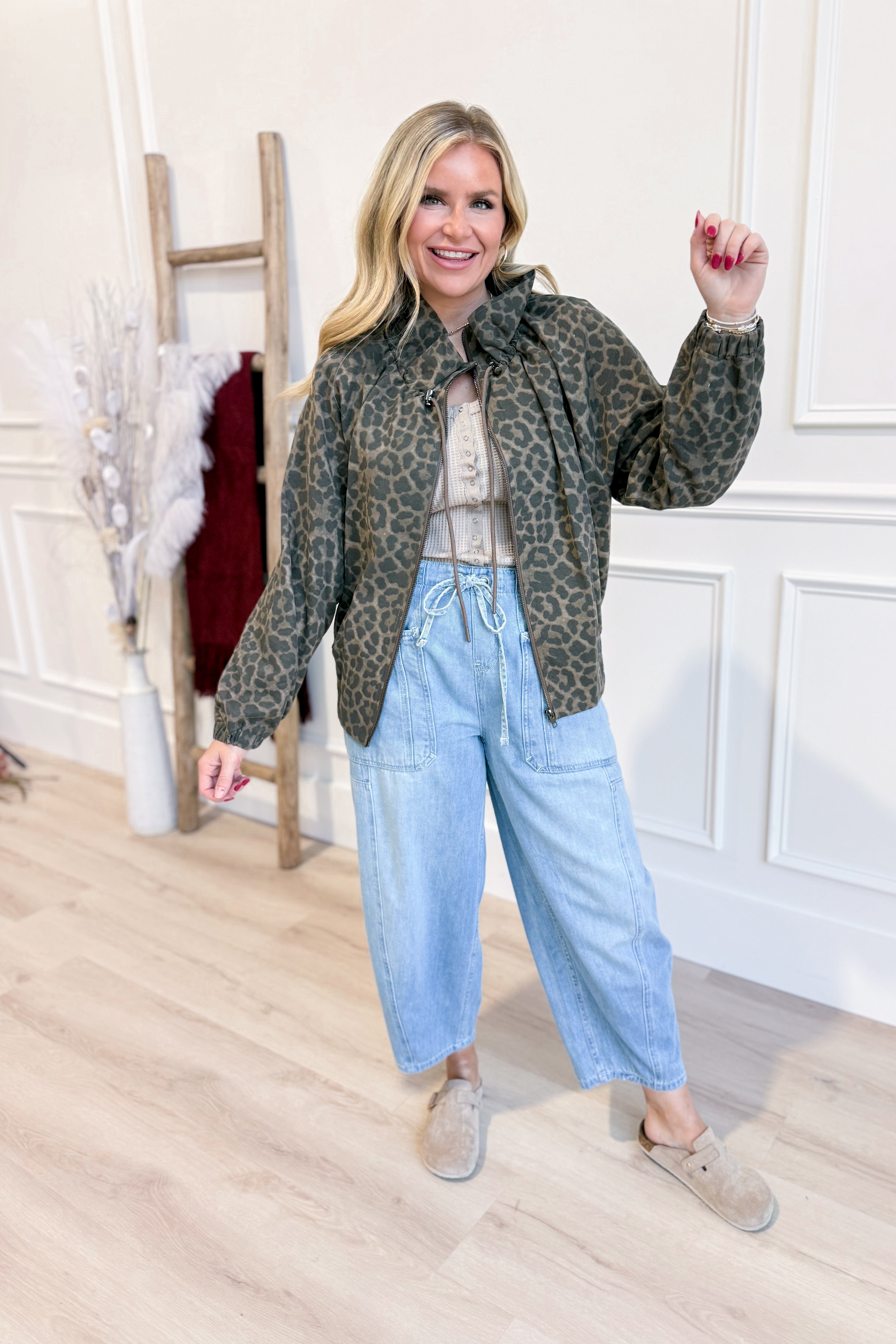 Wilma Leopard Print Zip Up Jacket - Be You Boutique