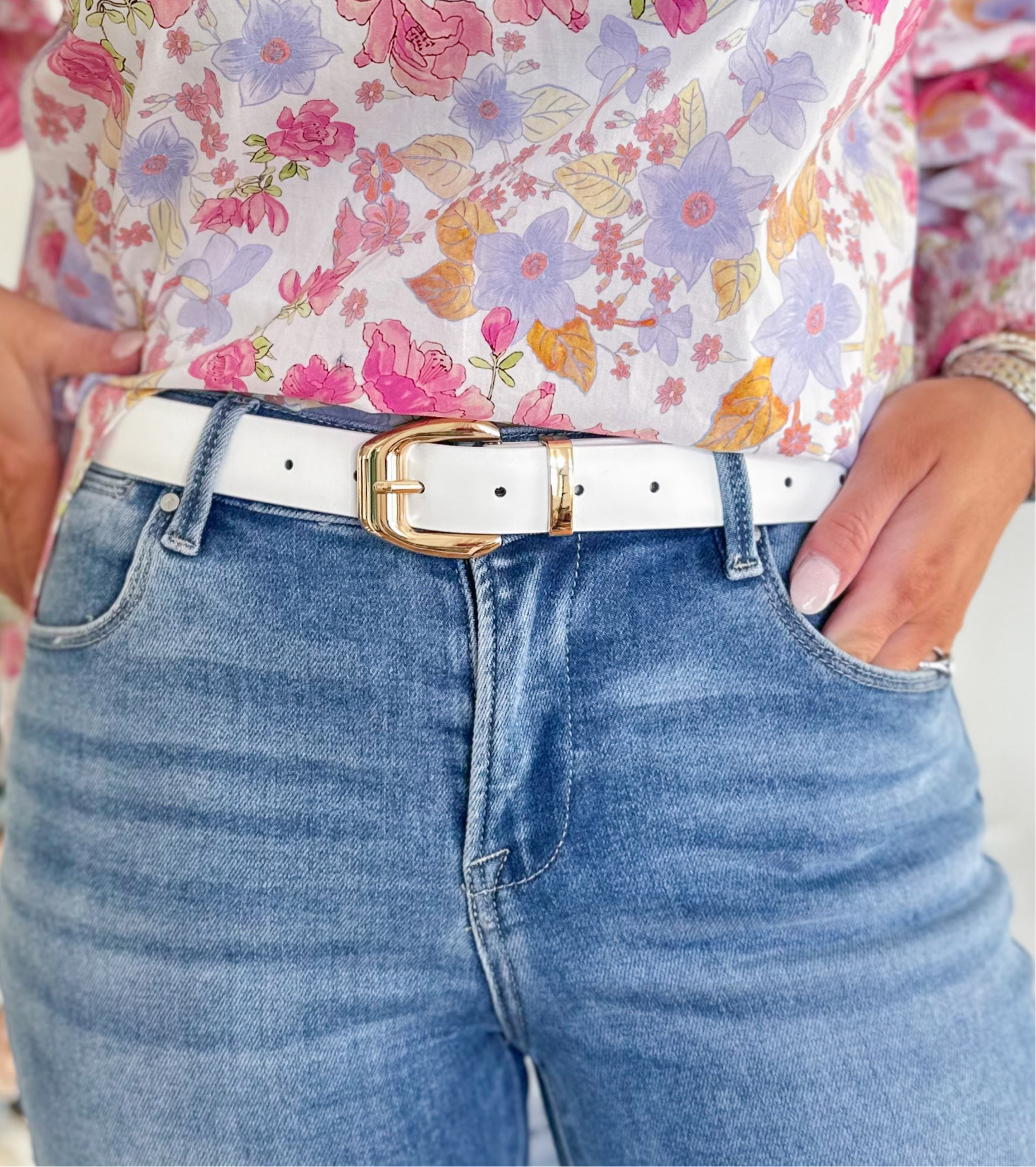 Squared Bubbled U Buckled Belt (multi) - Be You Boutique