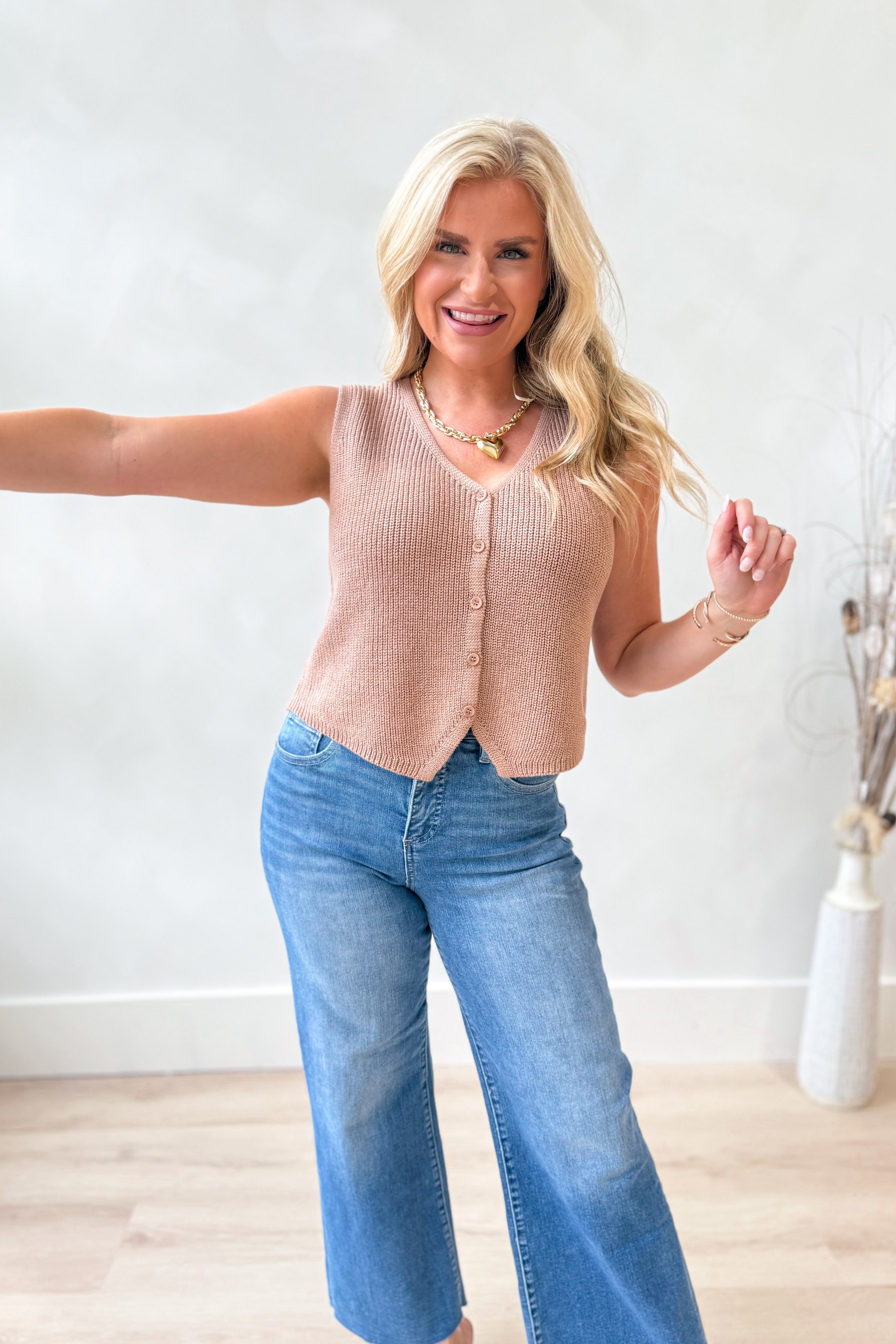 Lauren Sleeveless Buttoned Sweater Vest - Be You Boutique
