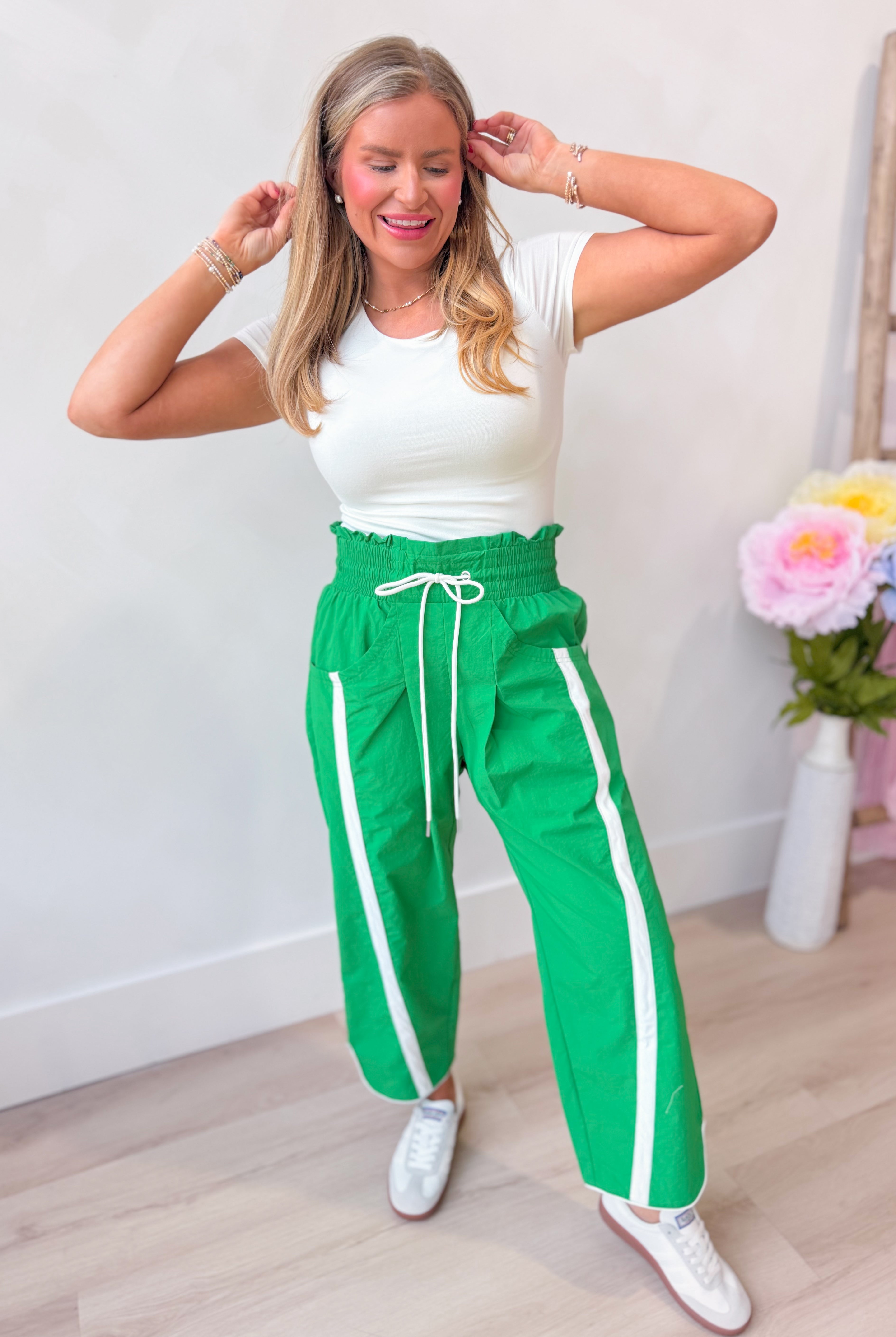 Bucket List Lenny Windbreaker contrasted stripe pant, 156 pants style, featuring bold stripe details and sporty design.