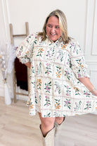 Aly Floral Puff Half Sleeve Dress - Be You Boutique