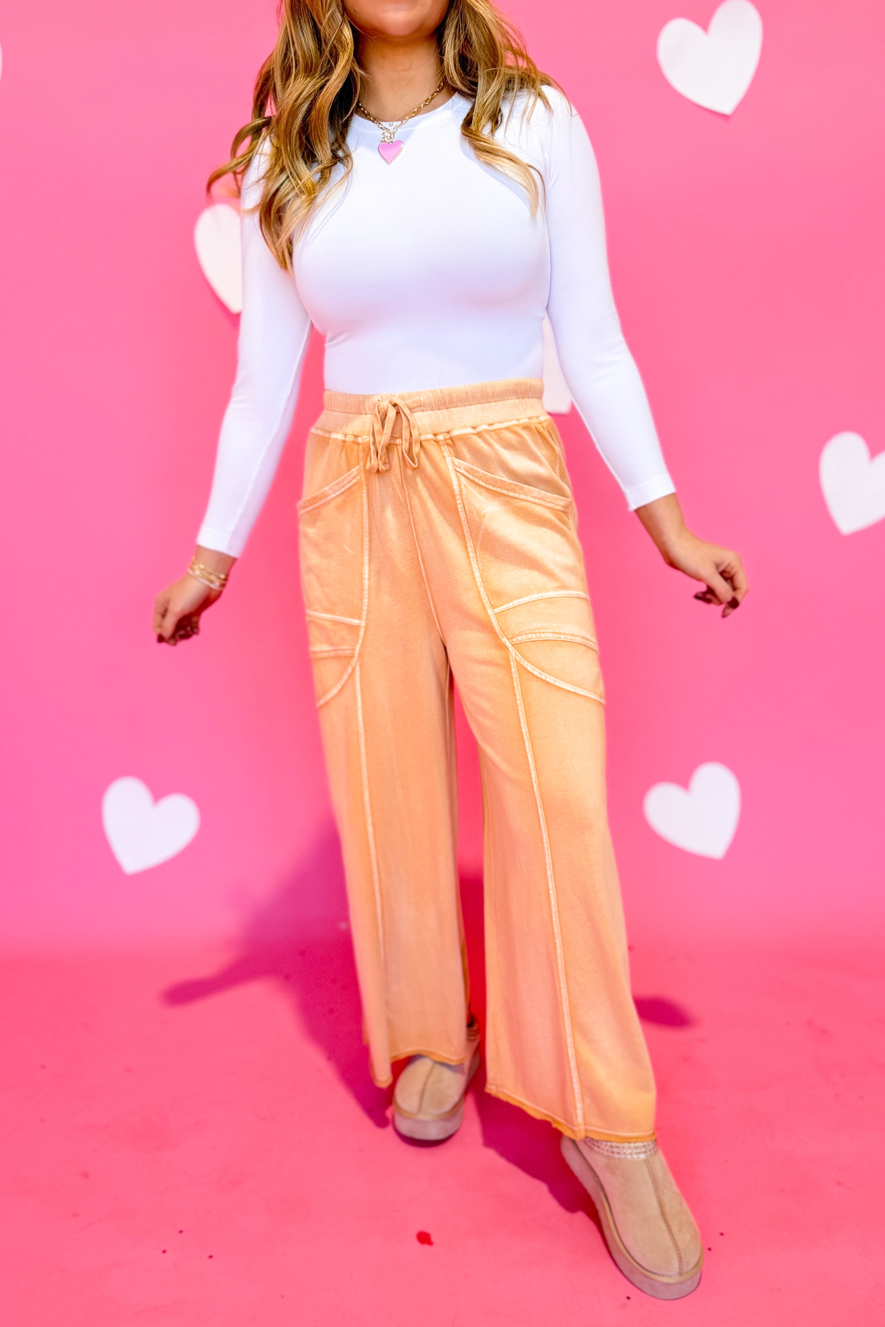 Luke Monkey Washed Terry Knit Wide Leg Pants - Be You Boutique