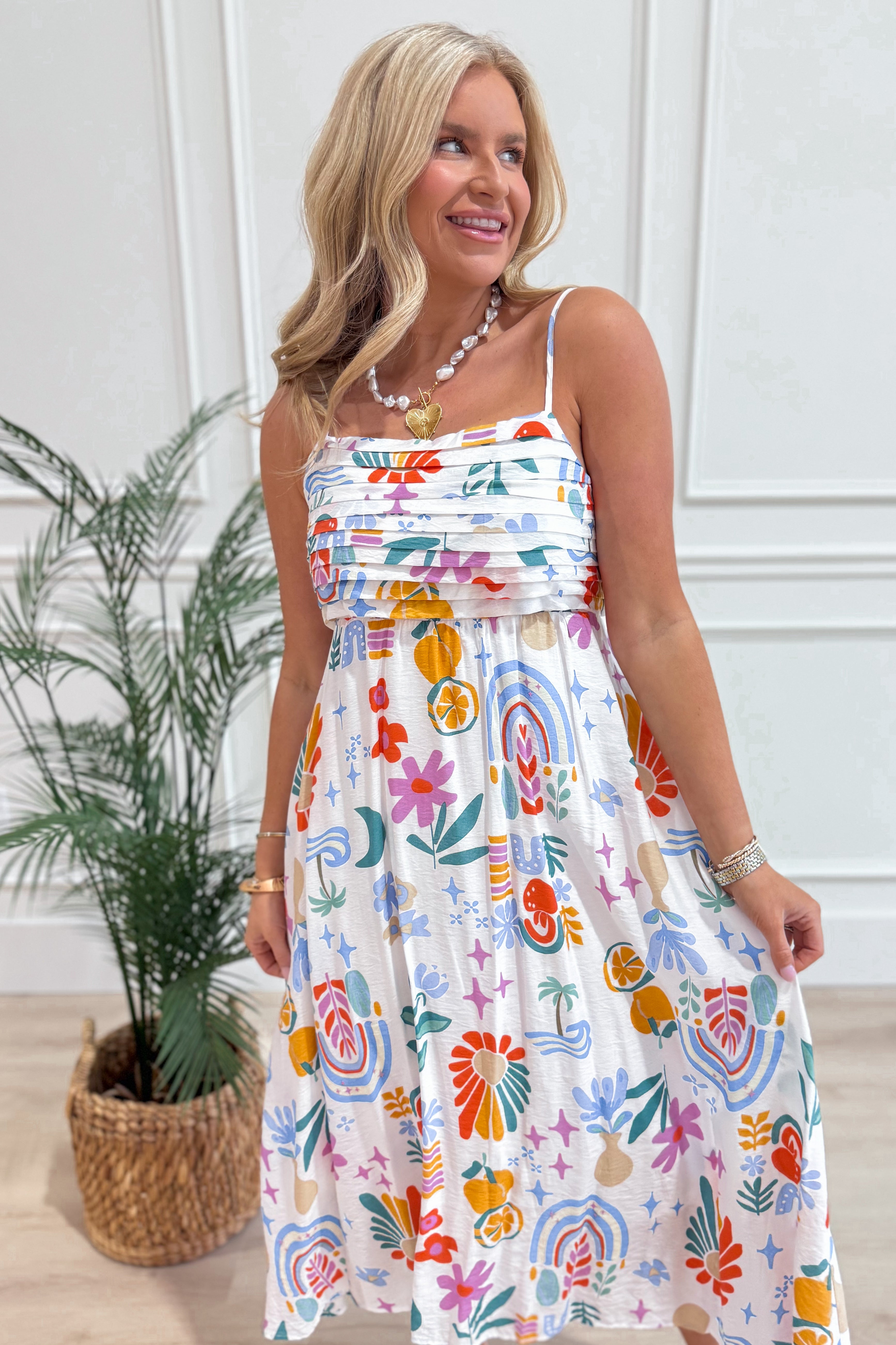 Katy Summer Print Pleated Dress - Be You Boutique