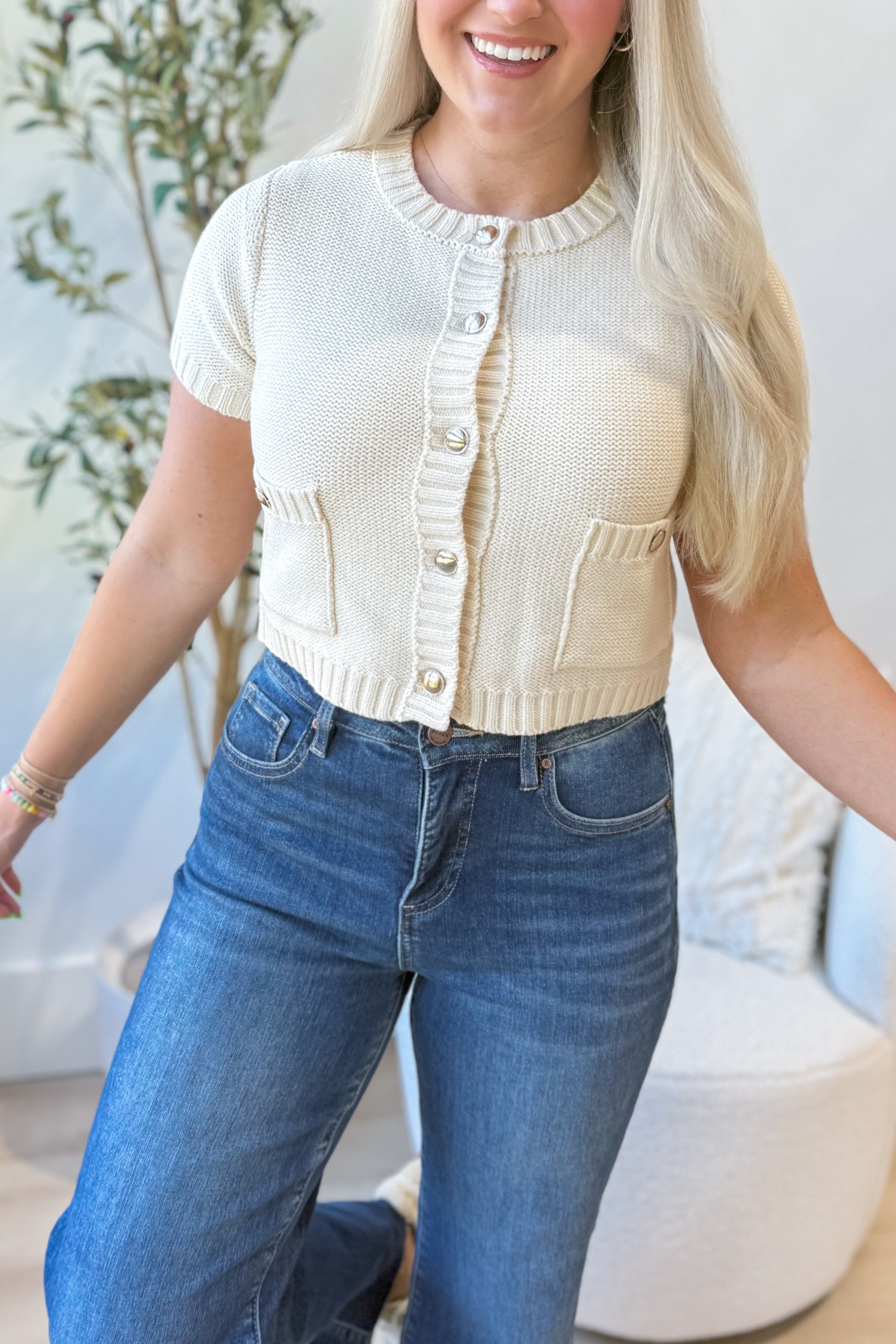 Penny Gold Button Down Cardigan - Be You Boutique