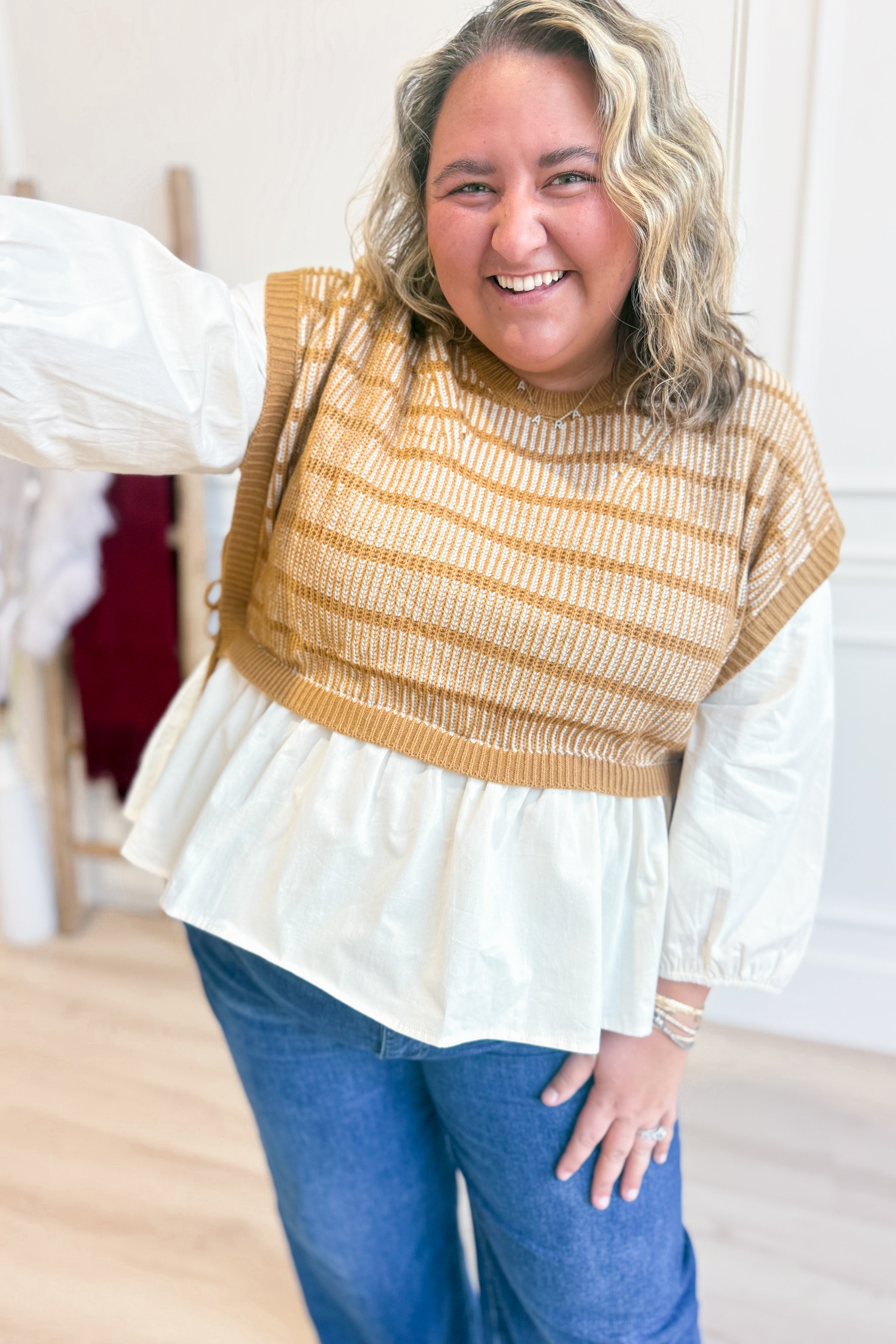 Francine Sweater Peplum Long Sleeve Top - Be You Boutique