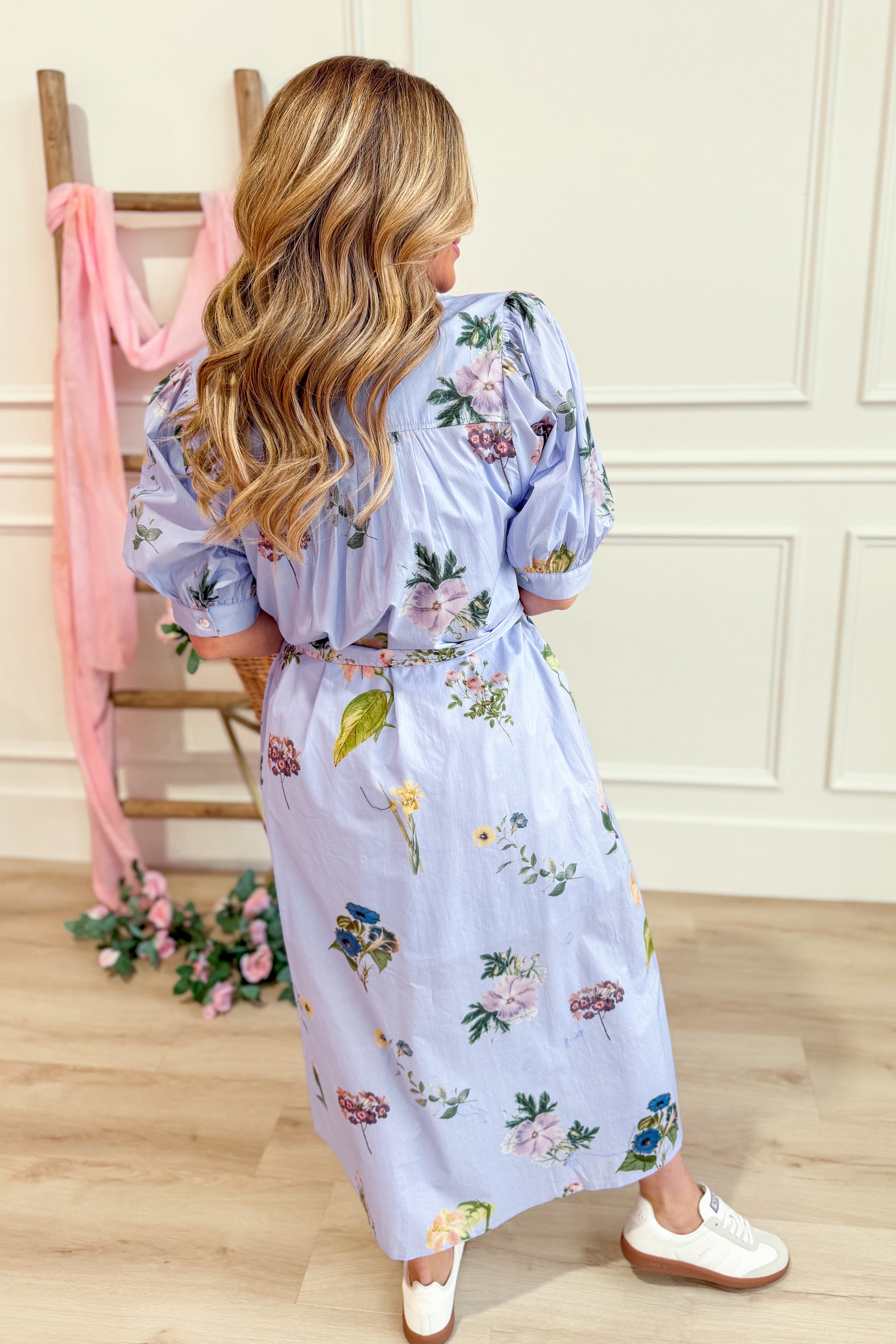 Madeline Floral Tie Waist Midi Dress - Be You Boutique