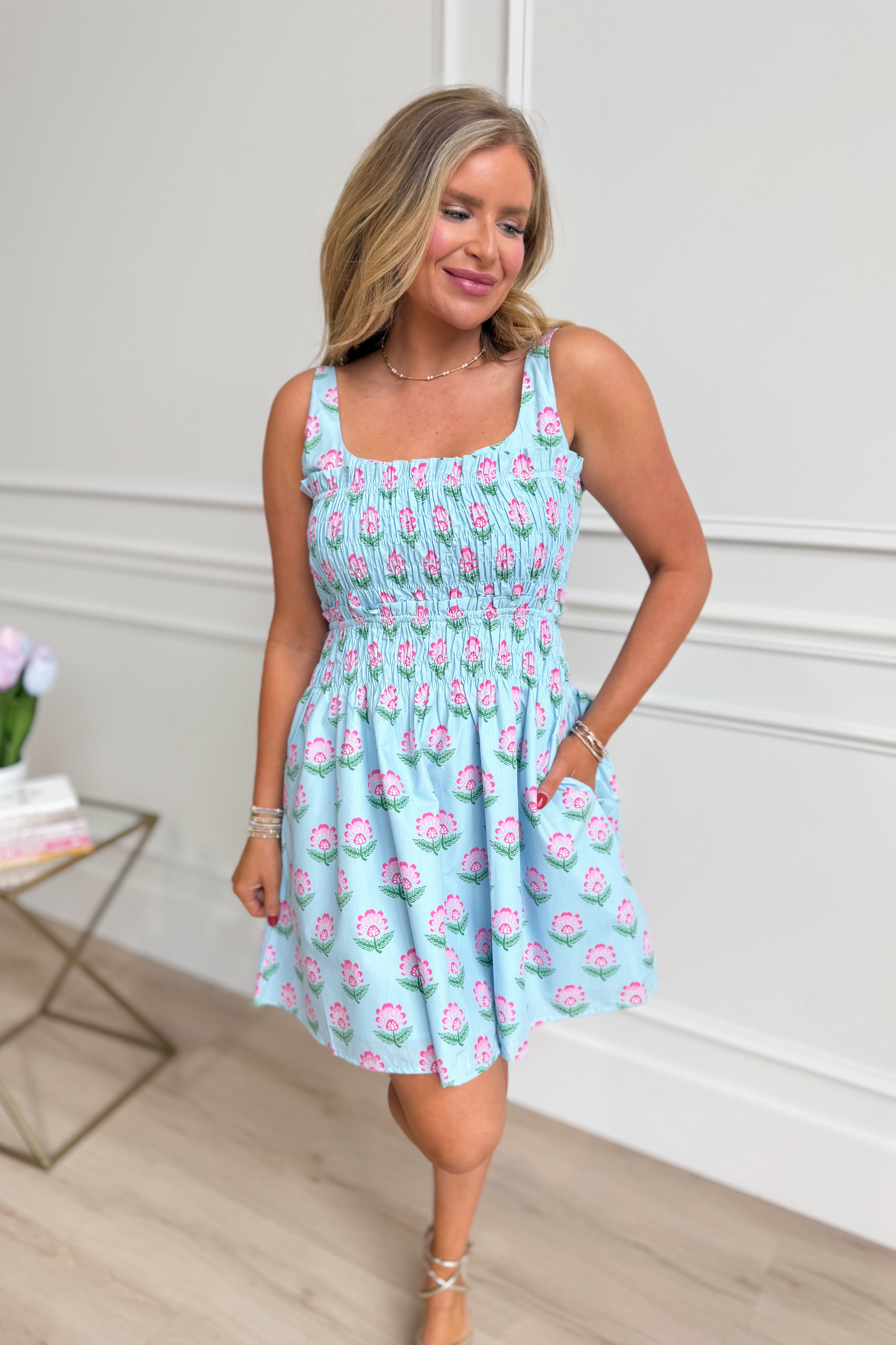 TCEC frilly floral printed summer dress with ruffled details, lightweight fabric, and vibrant floral pattern, perfect for warm weather.