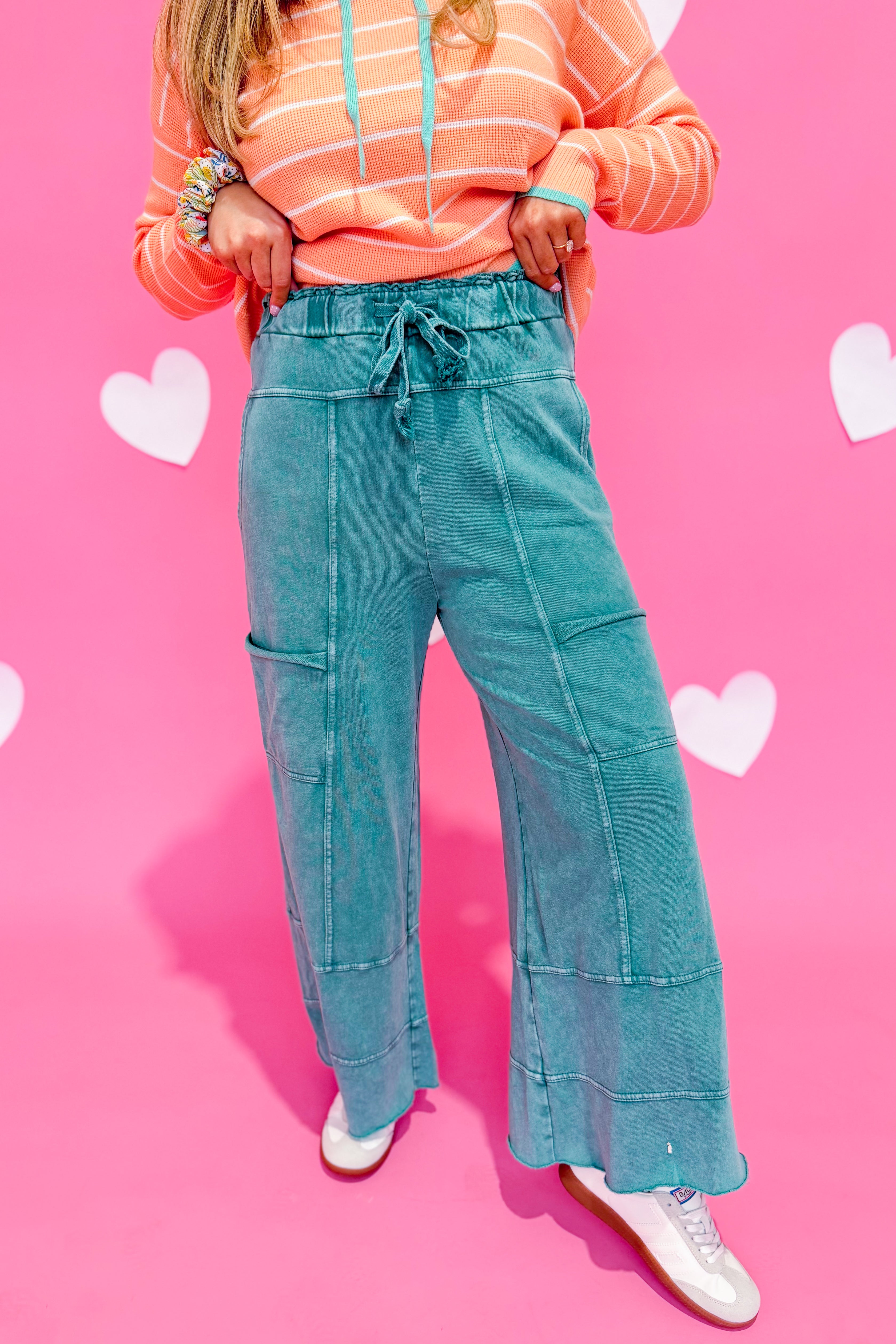 Bradley Mineral Washed Terry Knit Wide Leg Pants - Be You Boutique