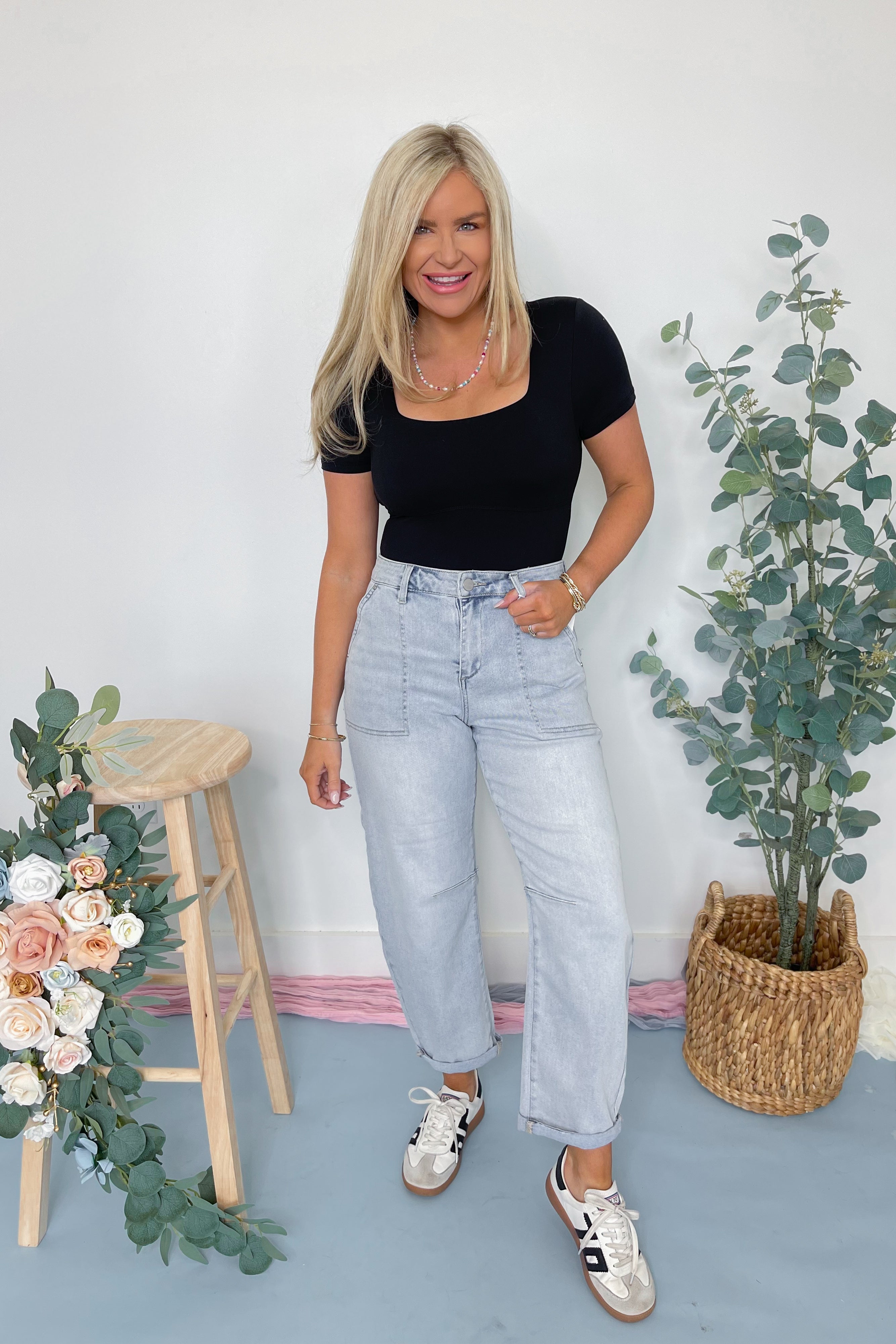 Risen Zach Mid Rise Barrel Jeans in 146 Core style, available in plus sizes, showing classic denim with a relaxed fit and barrel leg design.