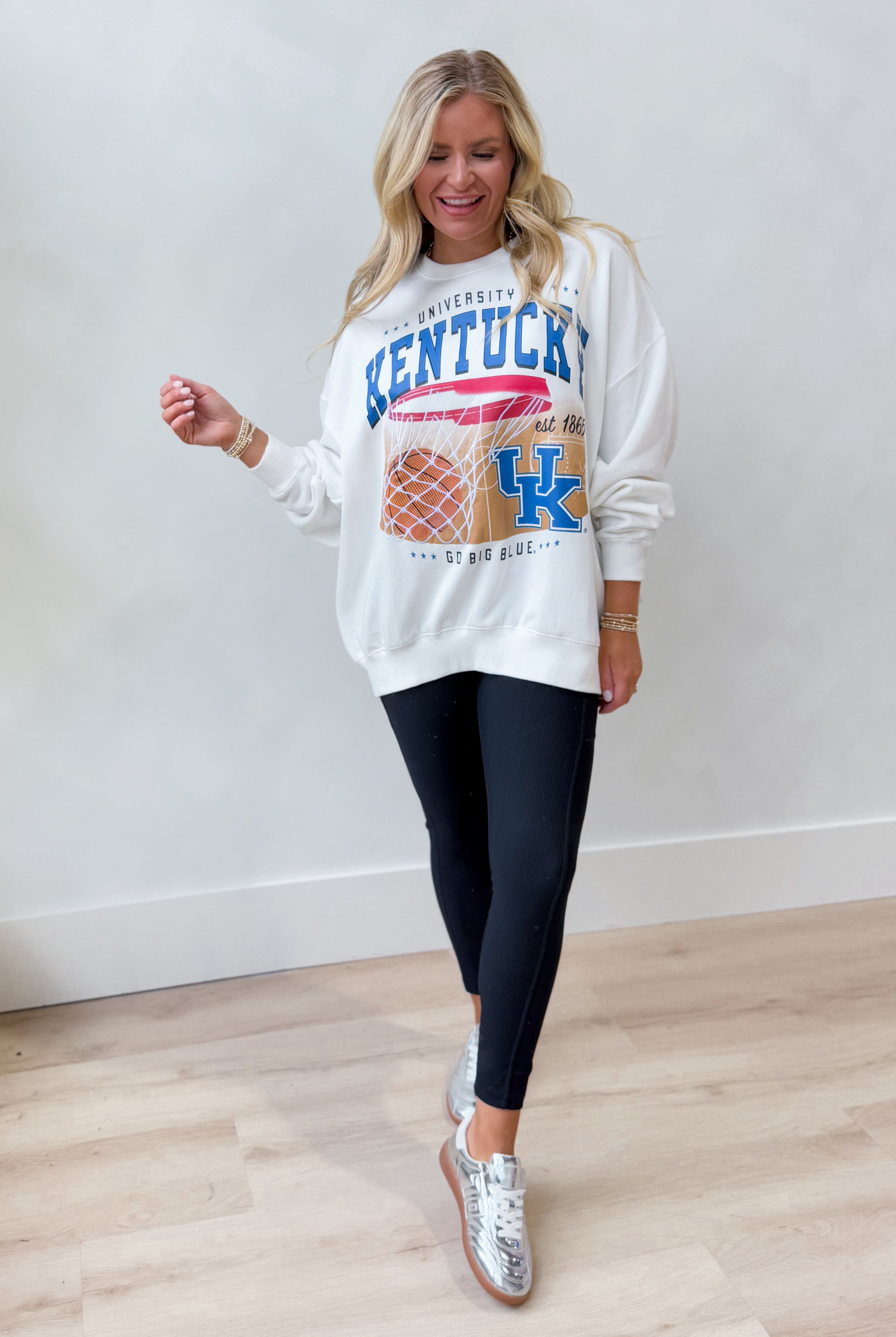 GameDay Social Kentucky Malone Basketball Fleece Embroidered Detail Crew Sweatshirt - Be You Boutique