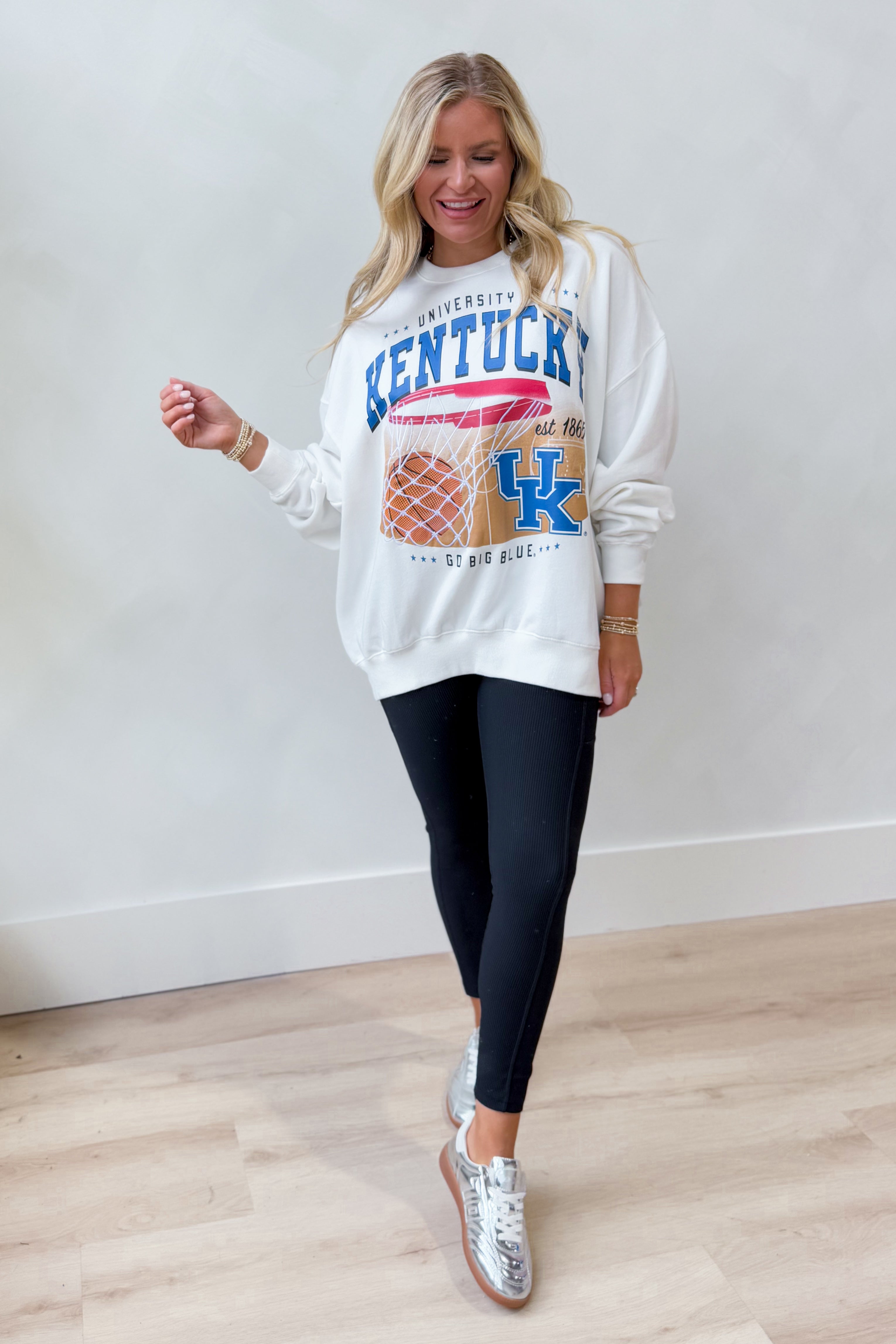 GameDay Social Kentucky Malone Basketball Fleece Embroidered Detail Crew Sweatshirt - Be You Boutique