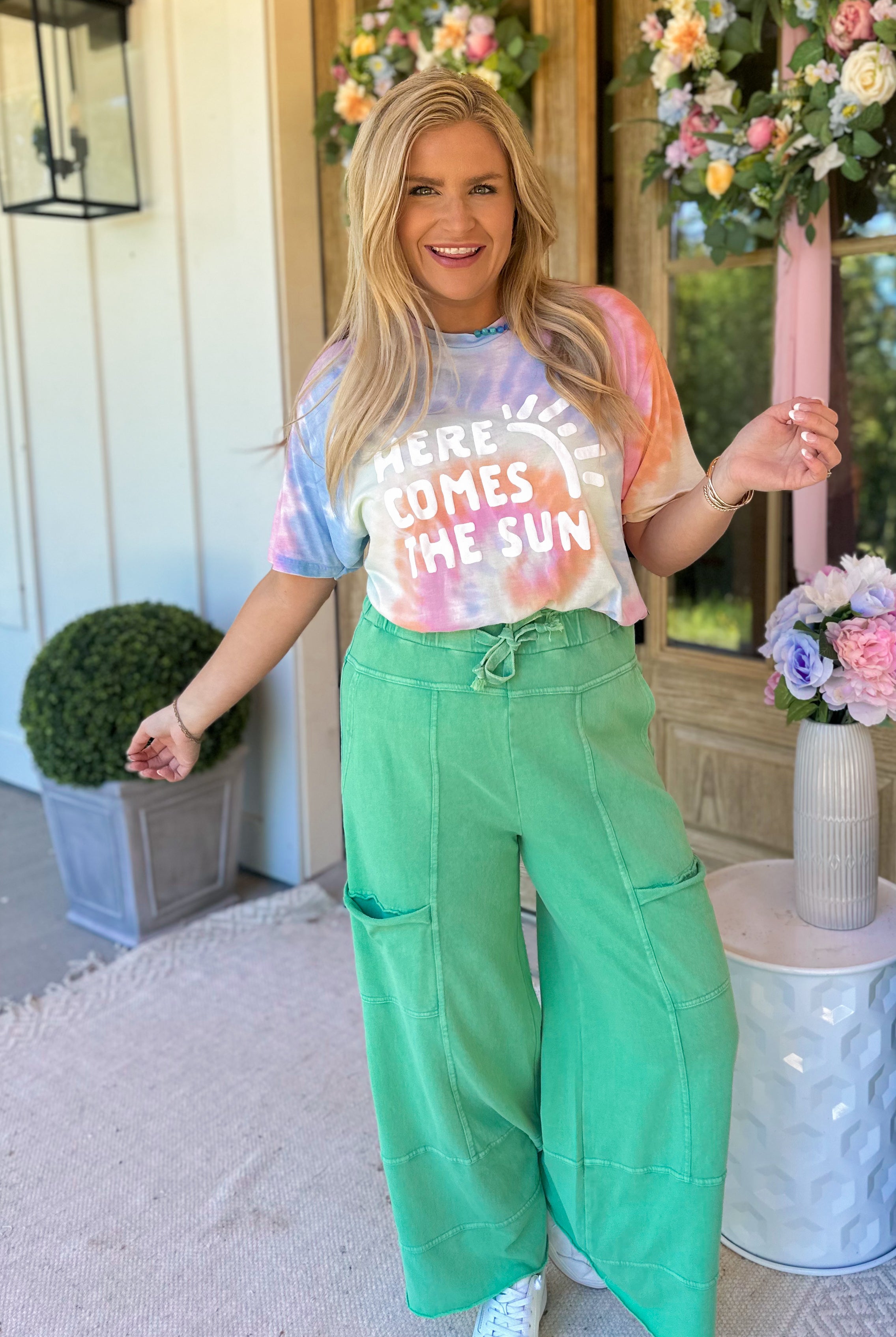 Bradley Mineral Washed Terry Knit Wide Leg Pants - Be You Boutique