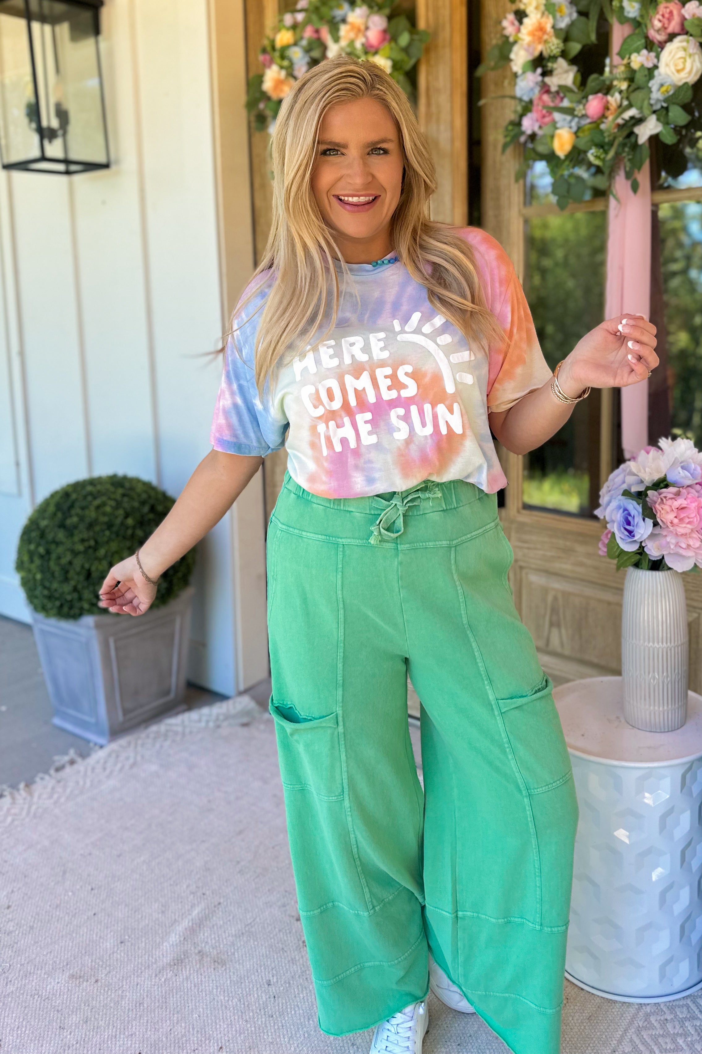 Bradley Mineral Washed Terry Knit Wide Leg Pants - Be You Boutique