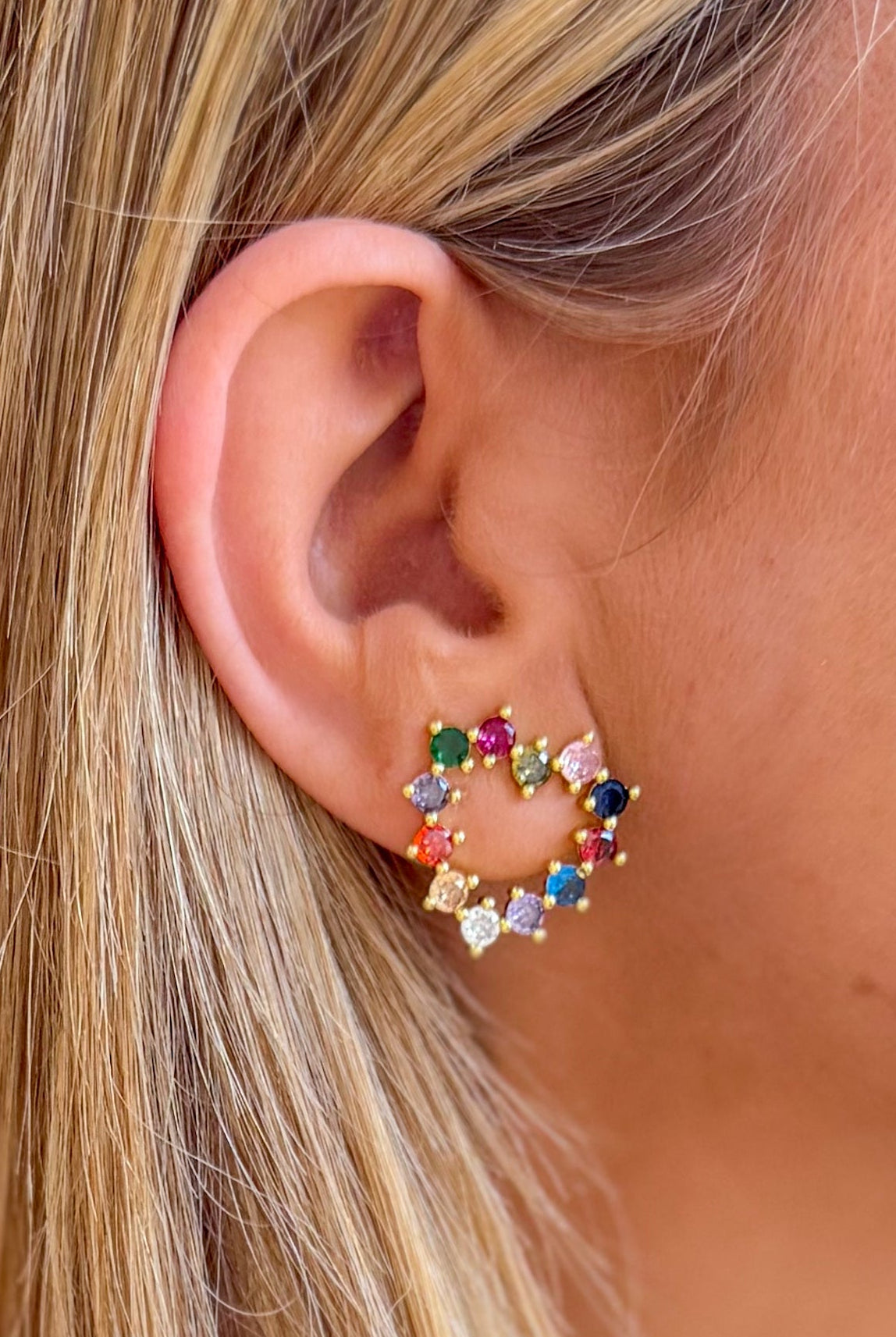 Treasure Jewels sparkle multi-heart stud earrings with gemstone accents, crafted in 222 other jewelry style.