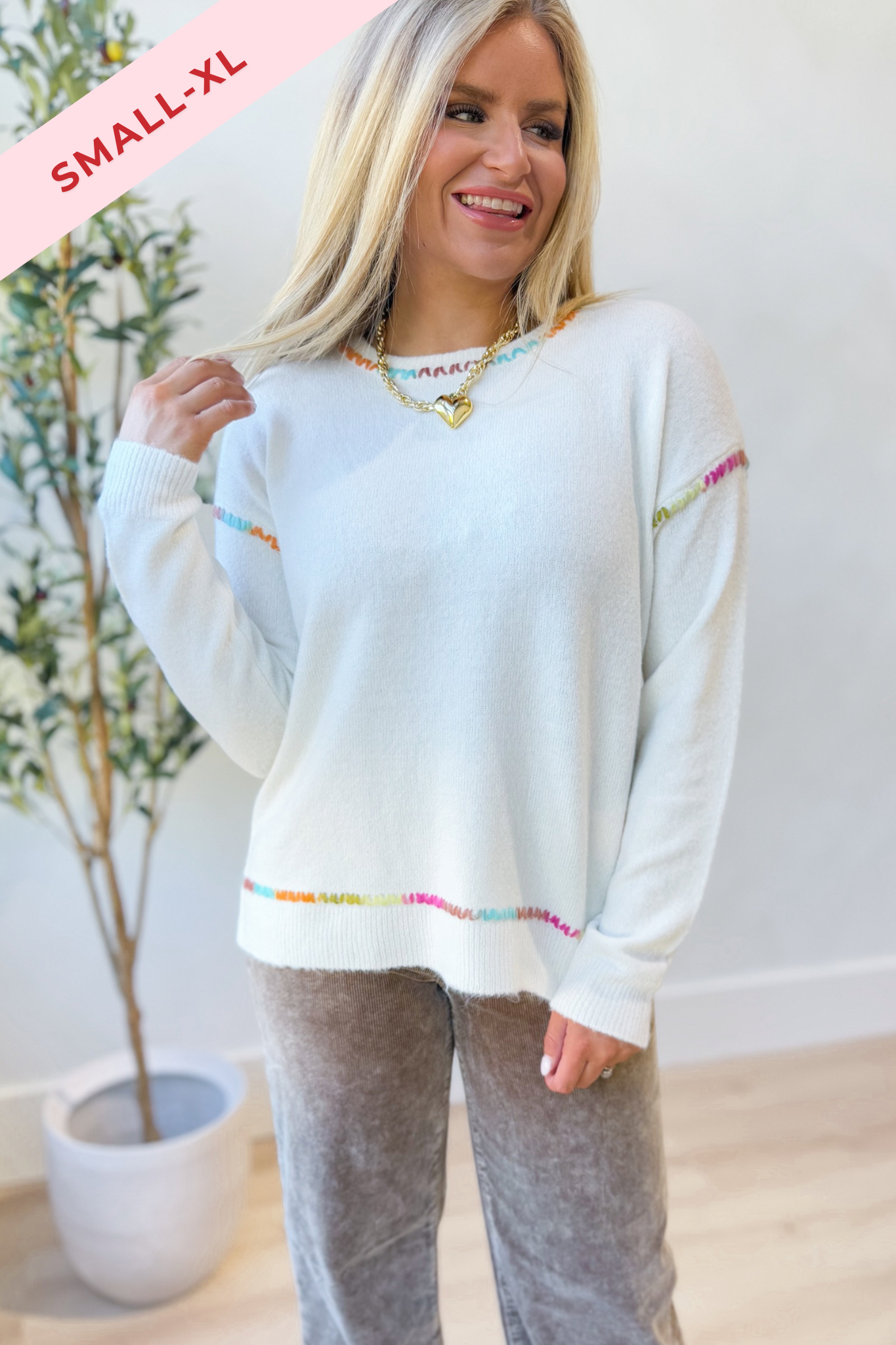 Brandi Multi Color Stitched Sweater - Be You Boutique