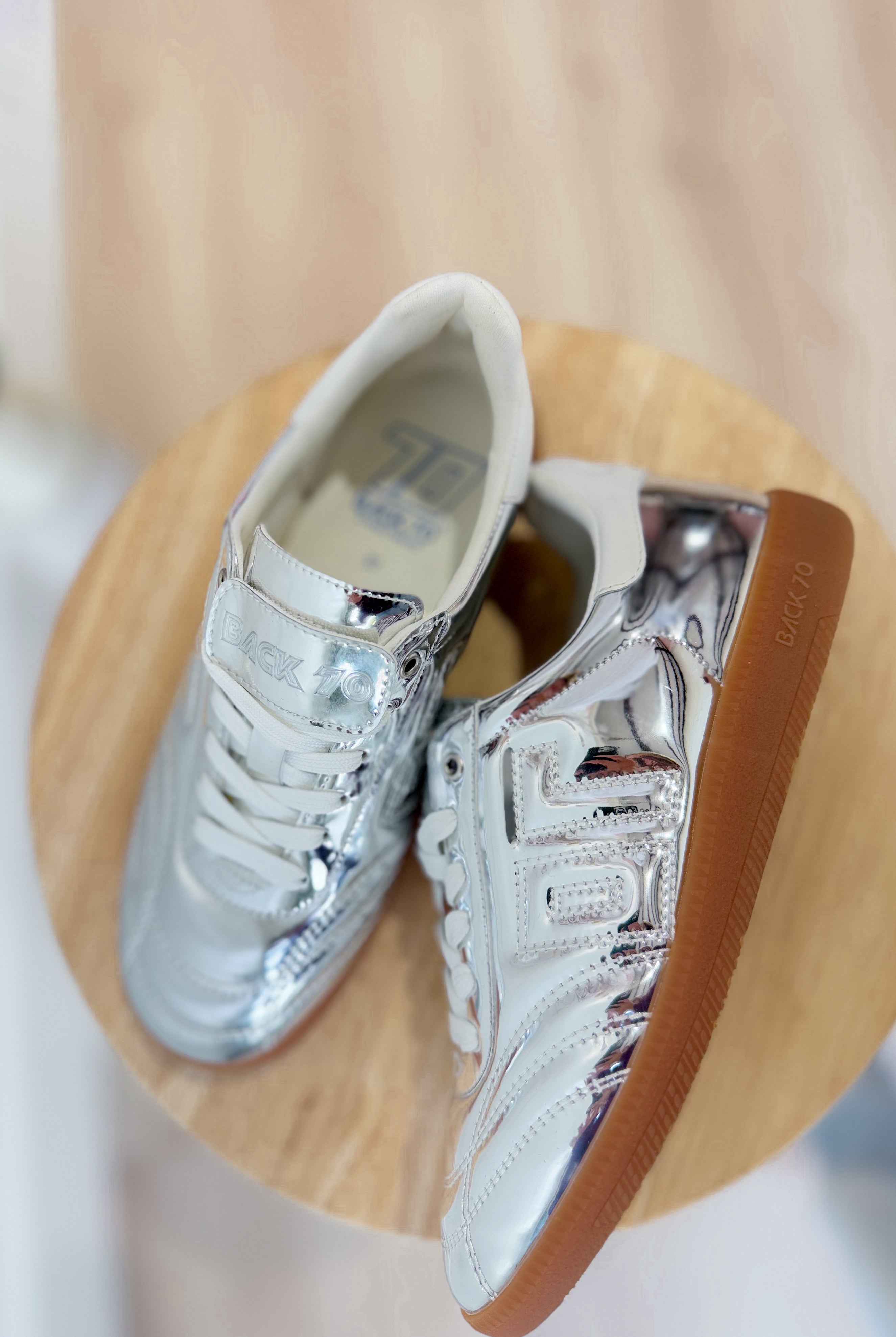 BACK70 Fluffy Sneakers in Silver - Be You Boutique