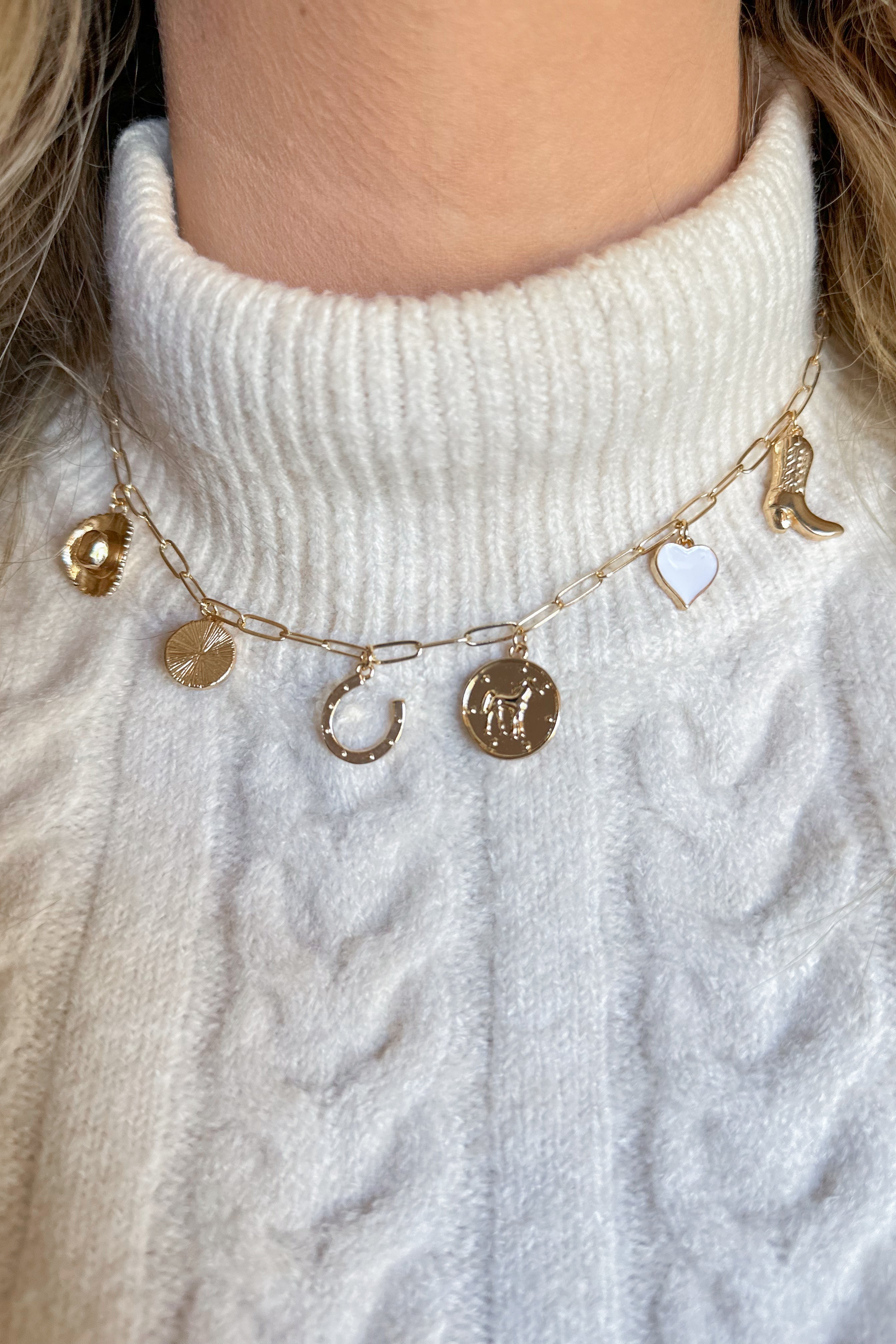 Charm Necklace ~ Gold "Western" Charm Necklace - Be You Boutique