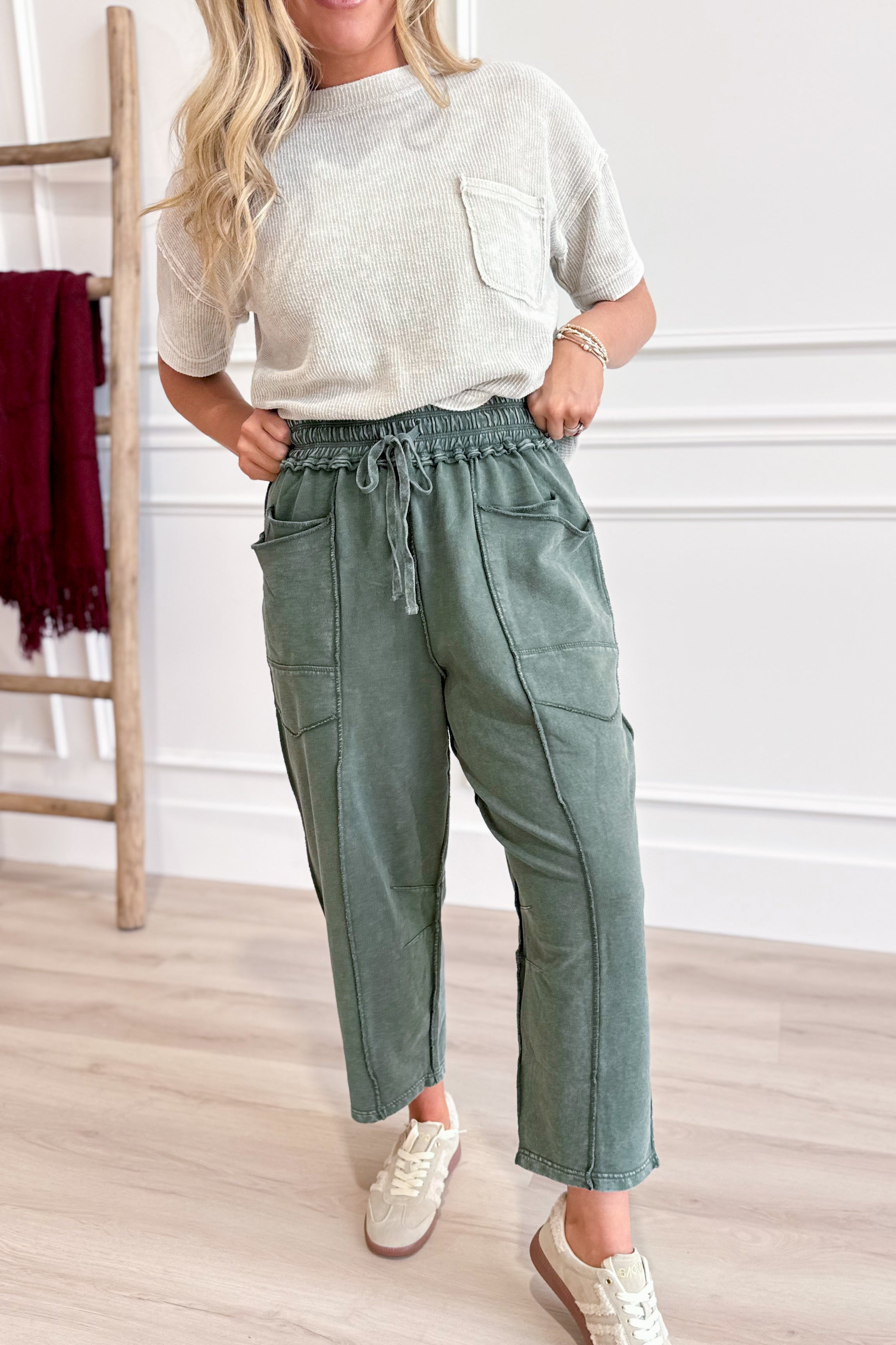 Vinny Mineral Washed Terry Knit Pant - Be You Boutique