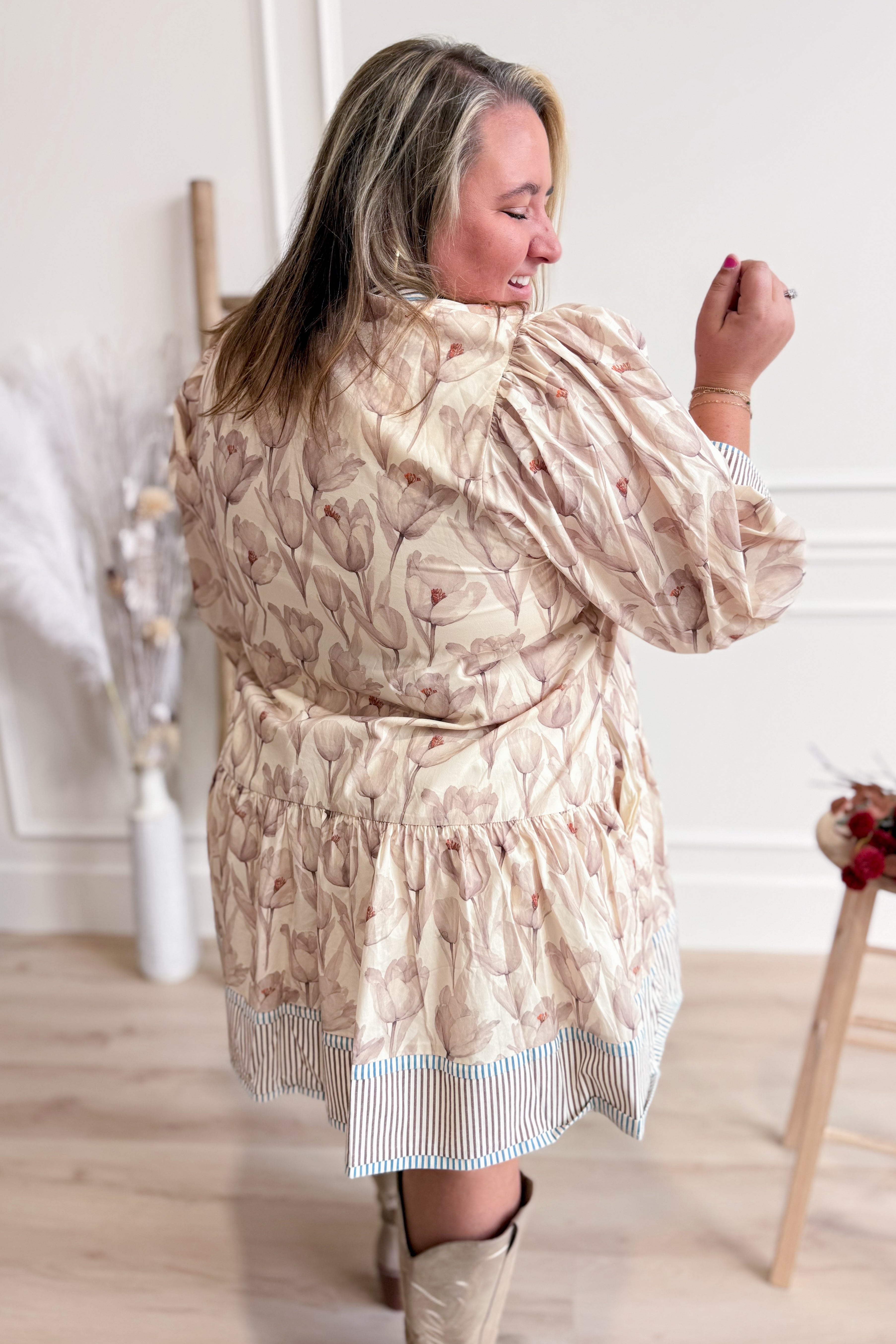 Candance Floral Contrasted Trim Dress - Be You Boutique