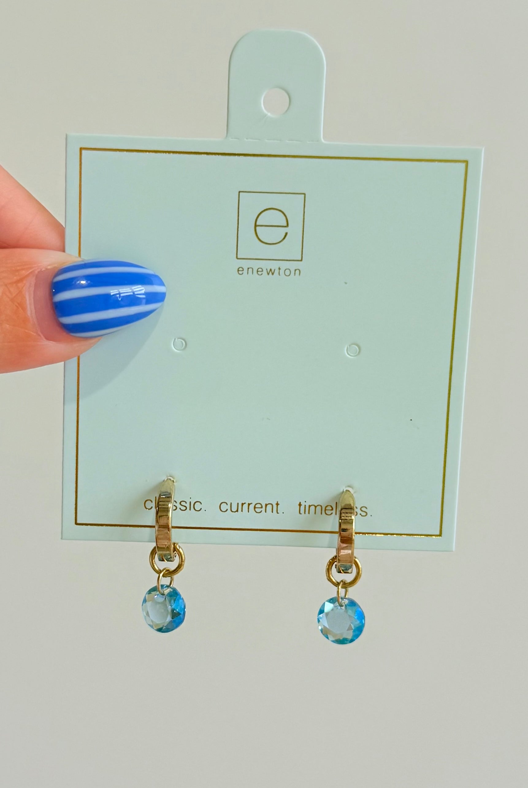 Enewton .5mm classic birthstone huggie earrings in 222 other jewelry style, showcasing small gold hoop design with birthstone accents