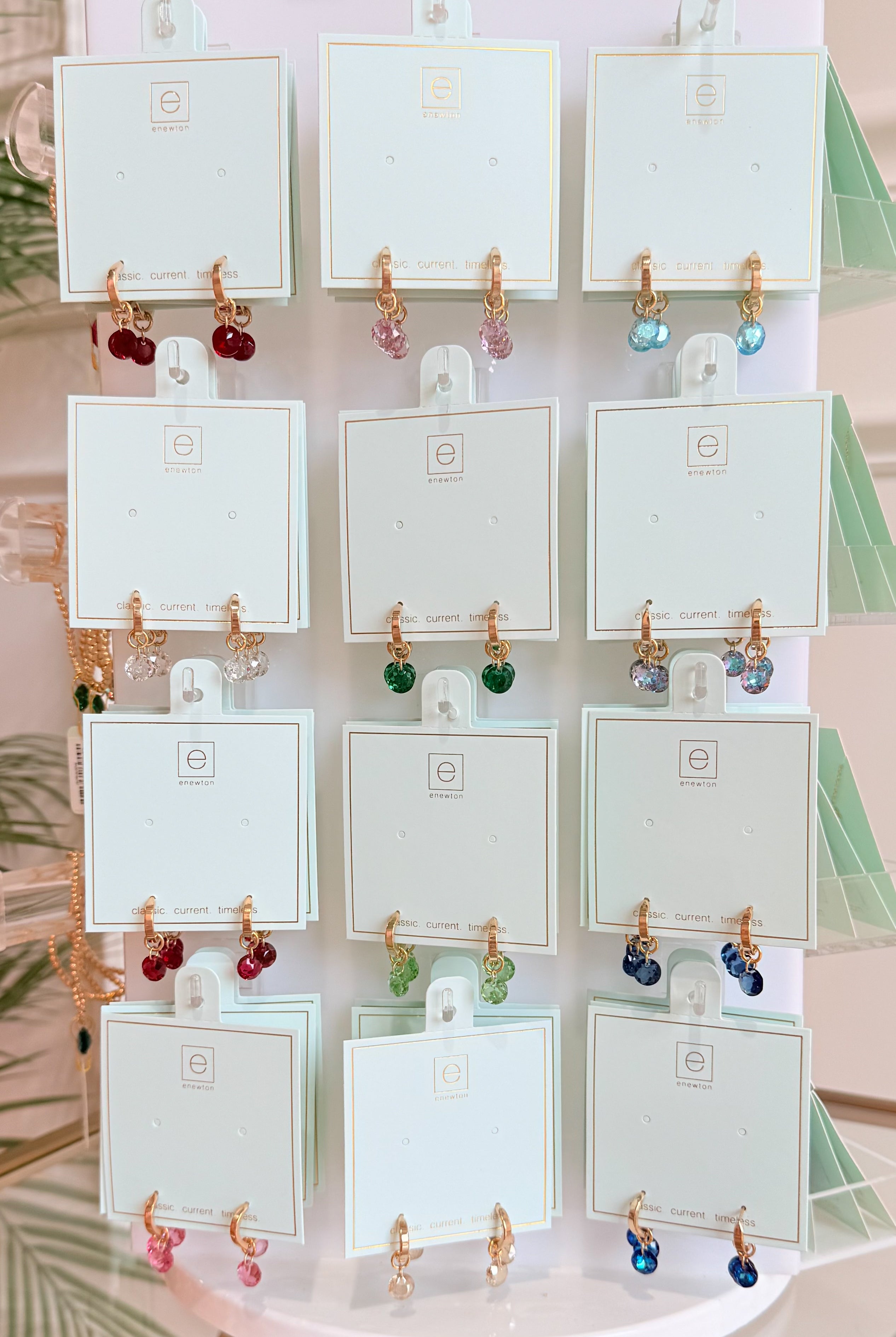 Enewton .5mm Classic Birthstone Huggie earrings in silver with colorful birthstone accents, small and stylish jewelry for pierced ears.