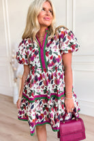 Stephanie Floral Split Neck Dress - Be You Boutique