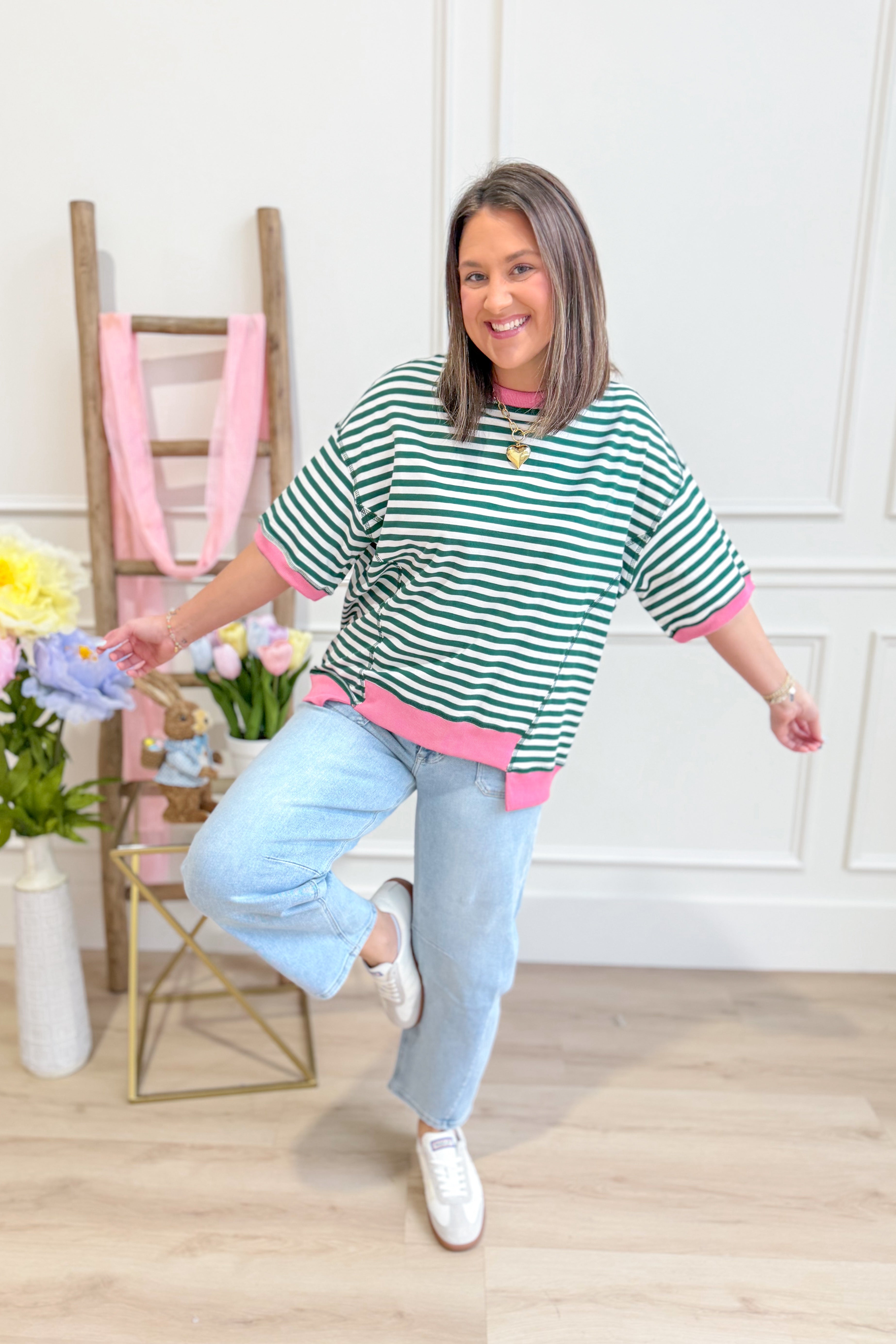 Mia Striped Casual Relaxed Top - Be You Boutique