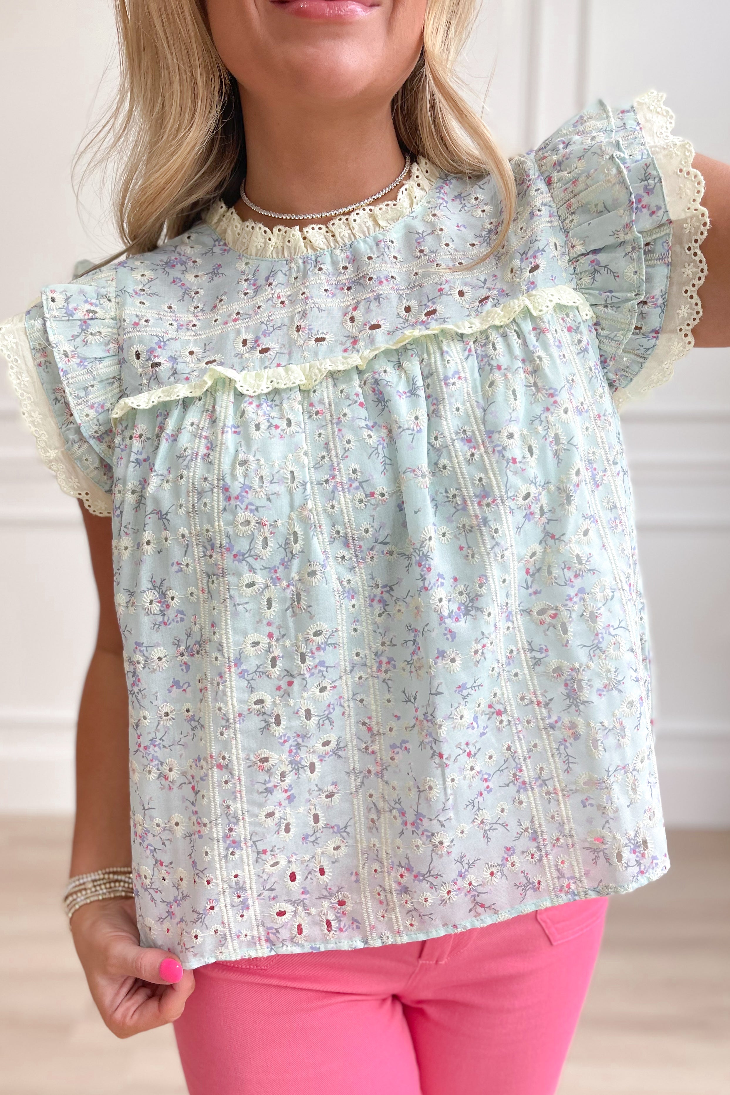 Samme Floral Flutter Sleeve Top - Be You Boutique