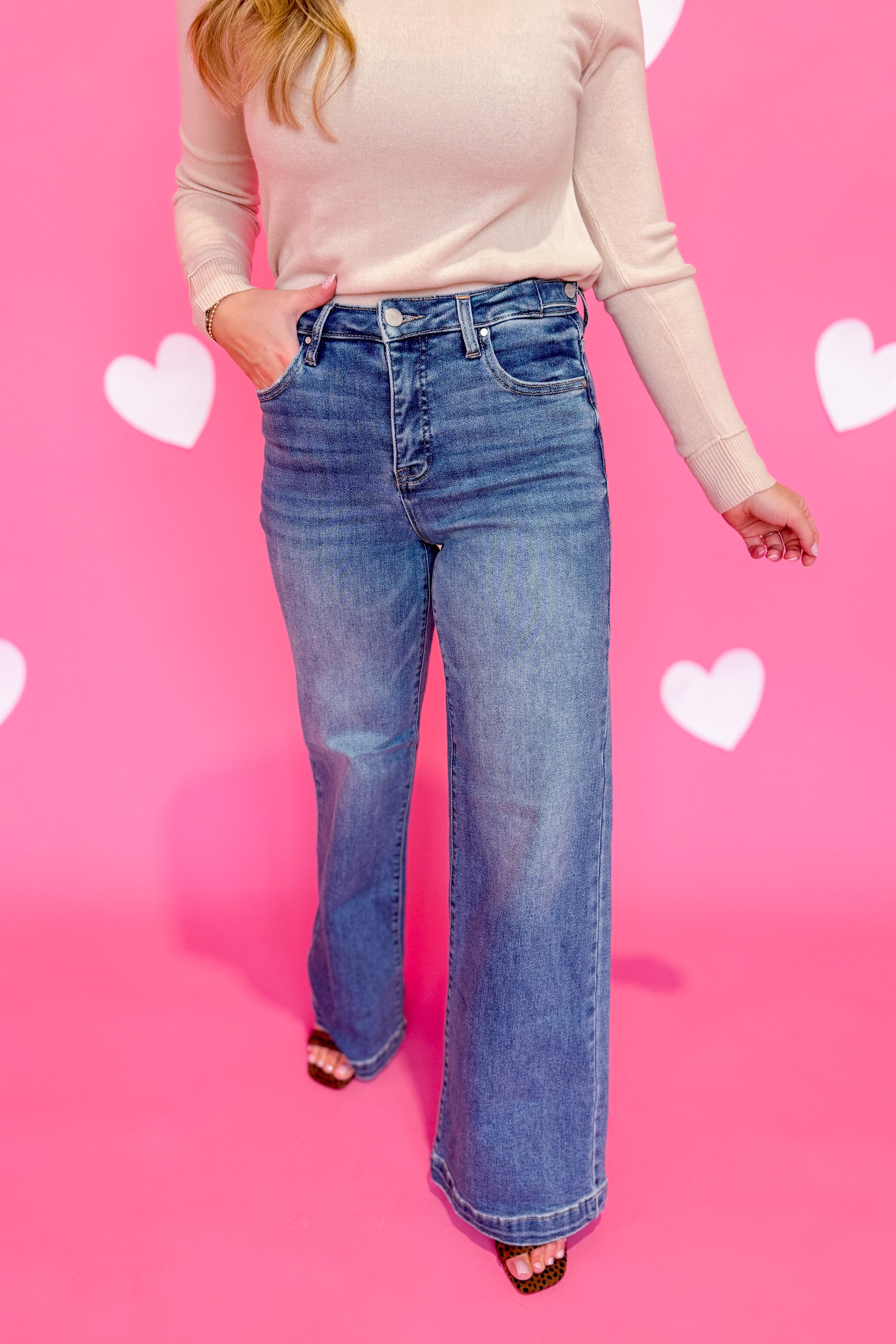 Risen Oscar High Rise Tummy Control Wide Adjustable Jean - Be You Boutique