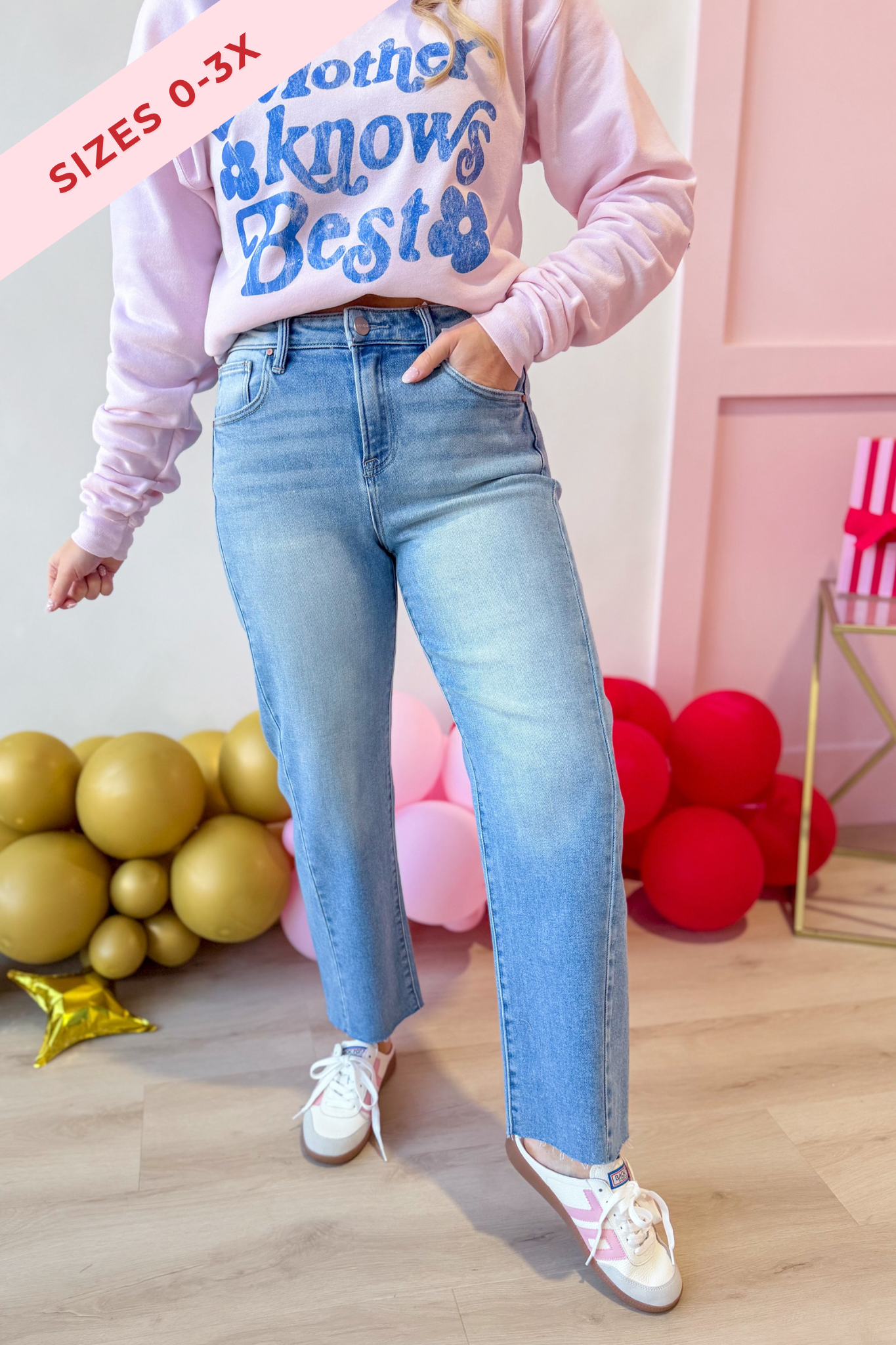 Risen Boone high-rise slouchy cropped barrel jeans in light wash denim, showcasing relaxed fit and vintage style.