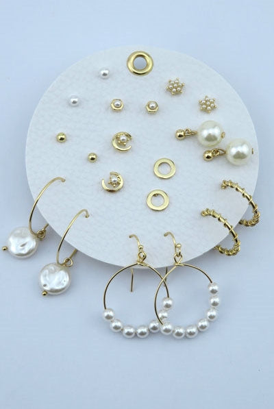 Set of 10 Geometric Stud and Pearl Sets - Be You Boutique