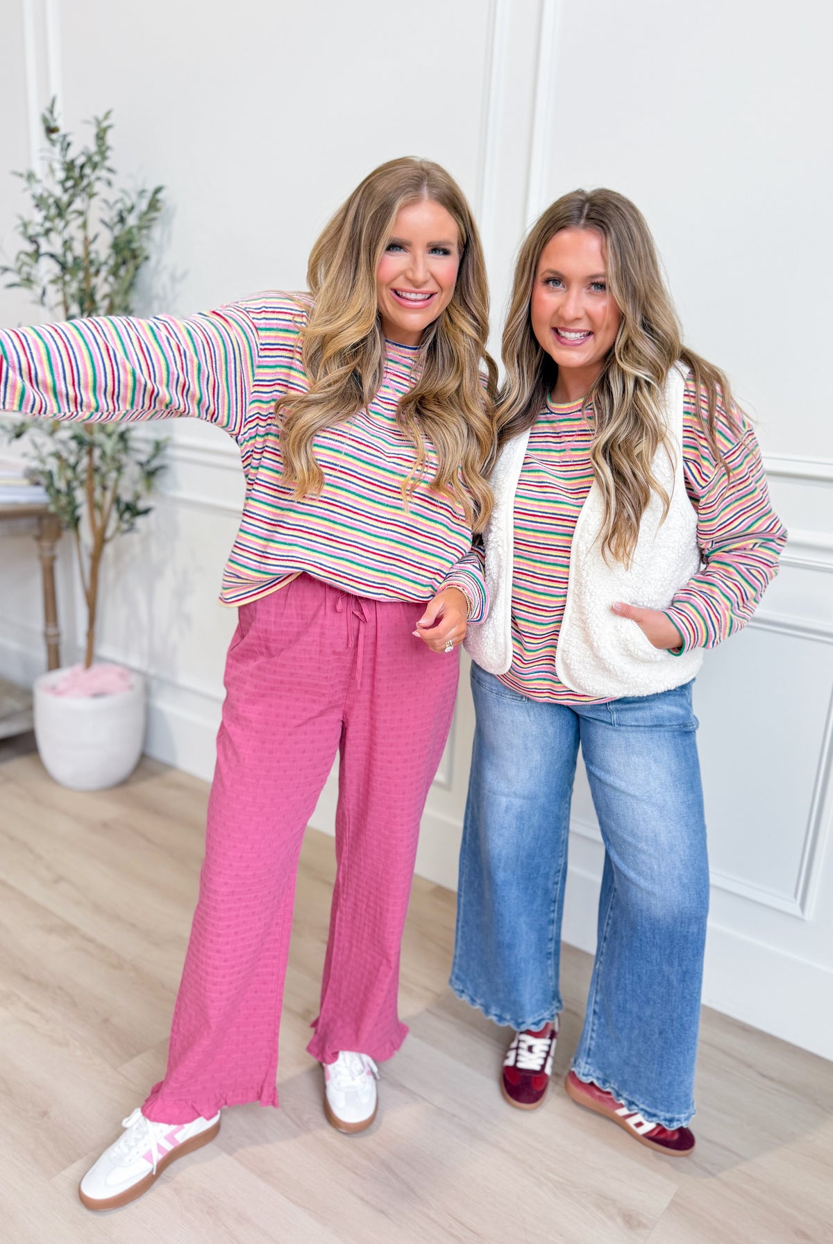 TWENTIFOURTH Rollins multi-color striped pullover sweater with vibrant fall colors and cozy knit texture.