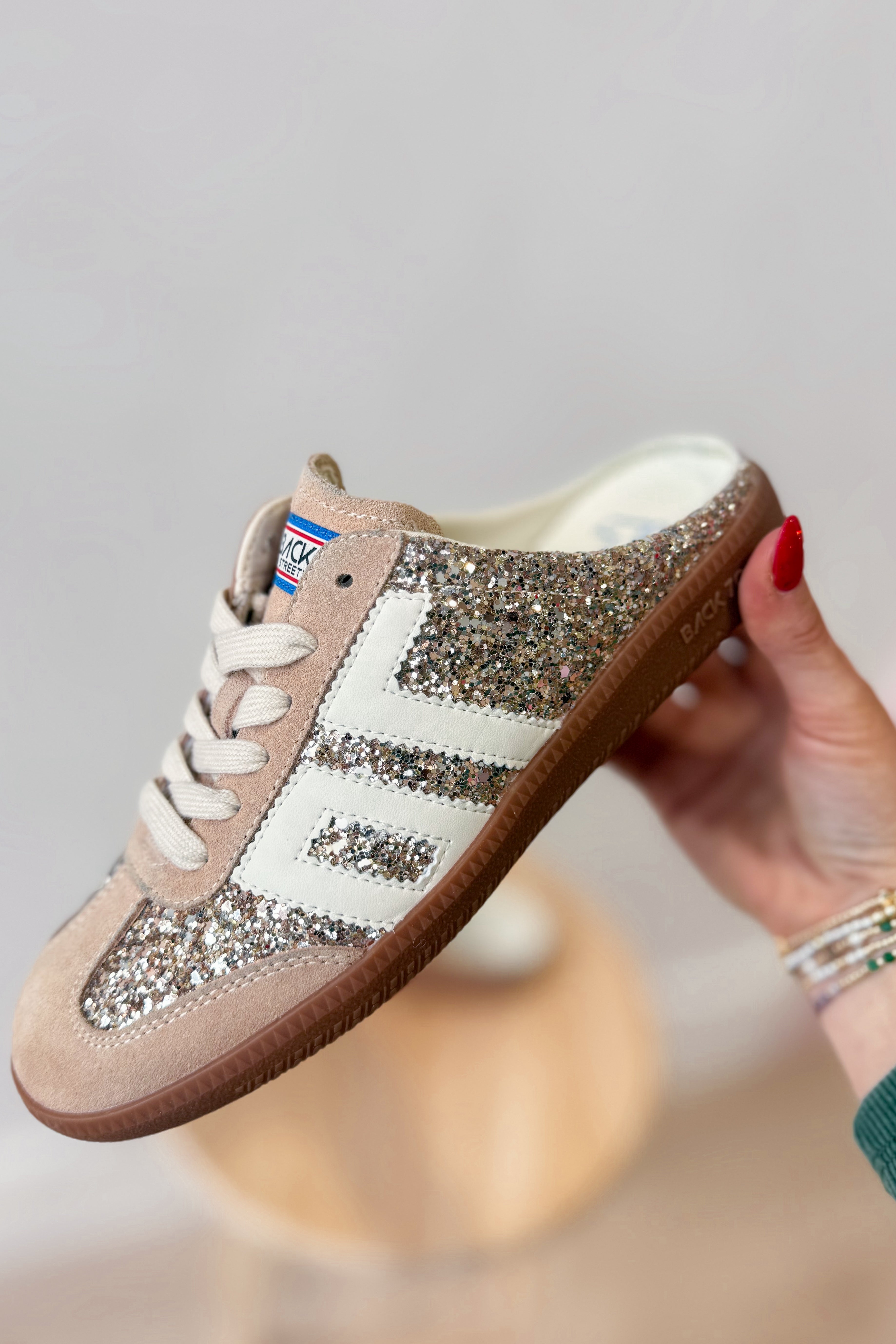 BACK70 Easter Glitter Gold Backless Sneaker - Be You Boutique