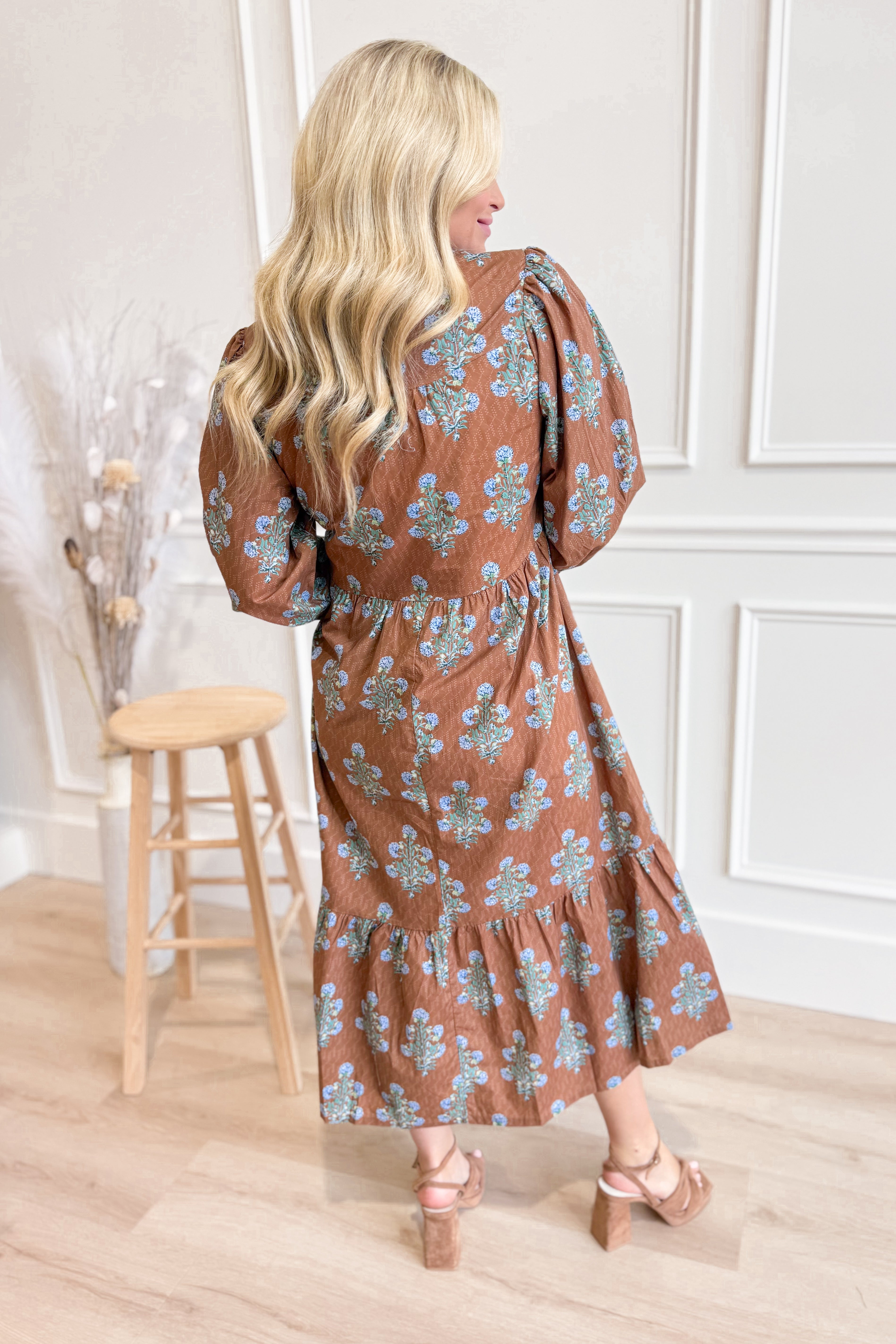 Chelsea Flower Printed Midi Dress - Be You Boutique