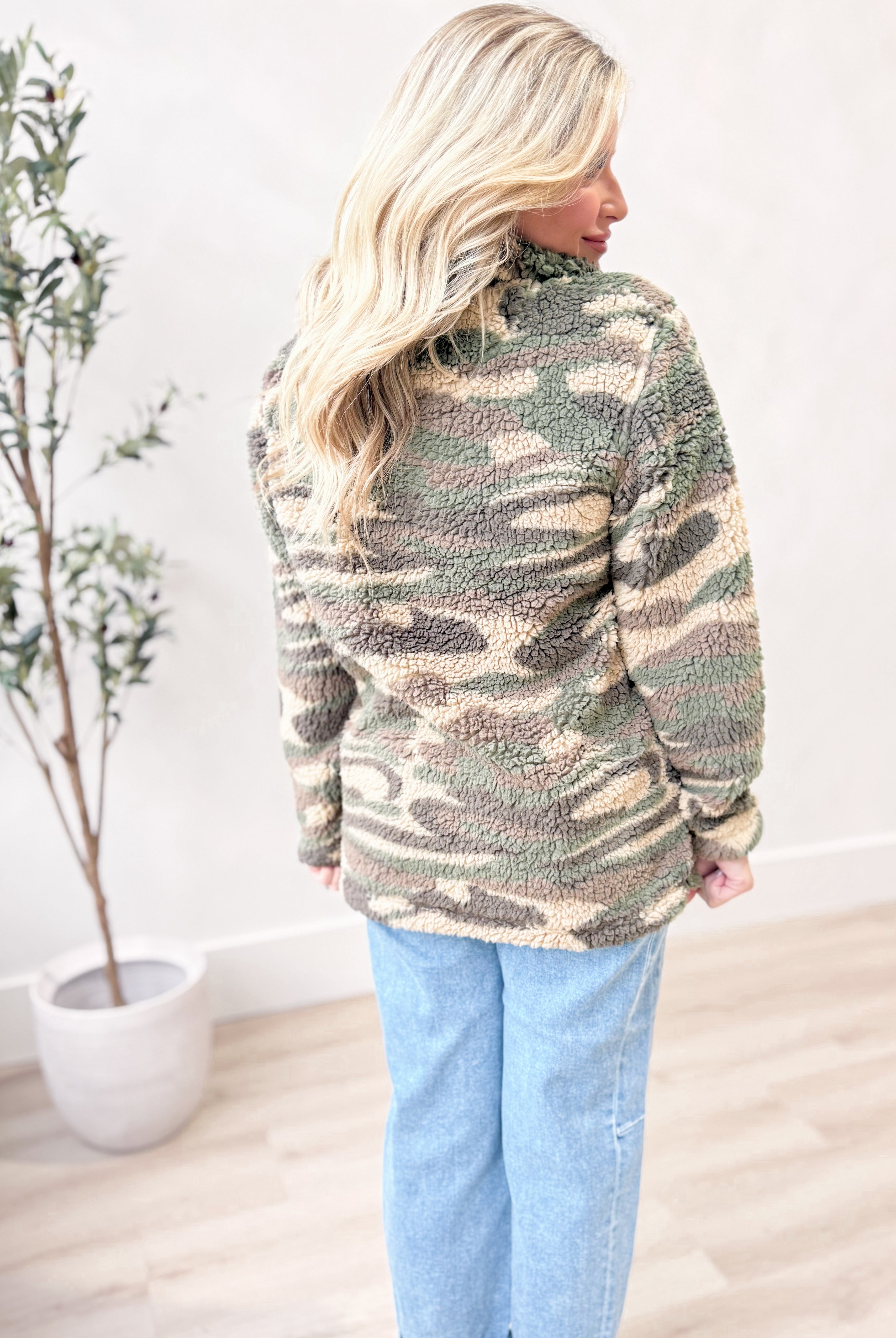 Oliver Camo Sherpa Quarter Zip - Be You Boutique