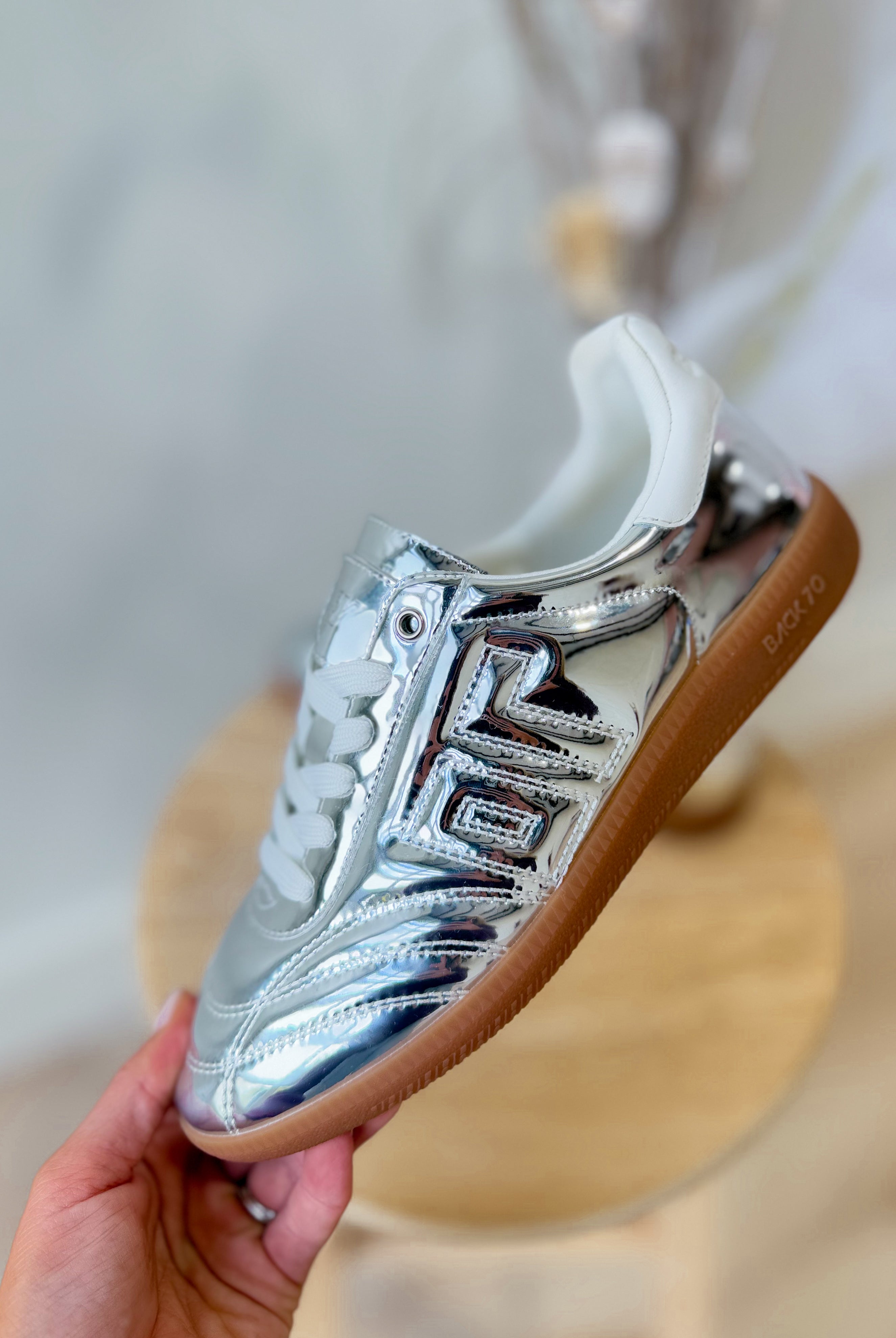 BACK70 Fluffy Sneakers in Silver - Be You Boutique