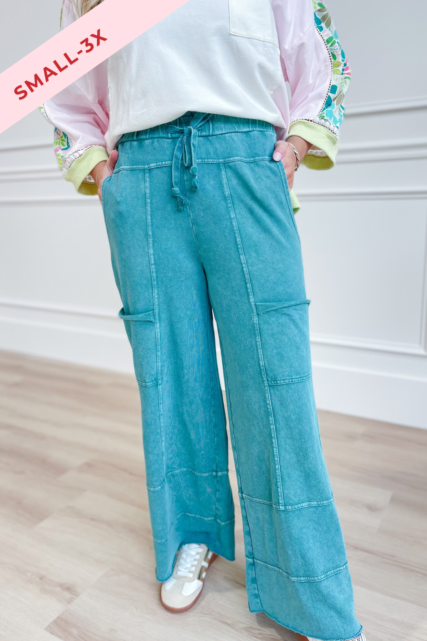 Bradley Mineral Washed Terry Knit Wide Leg Pants - Be You Boutique