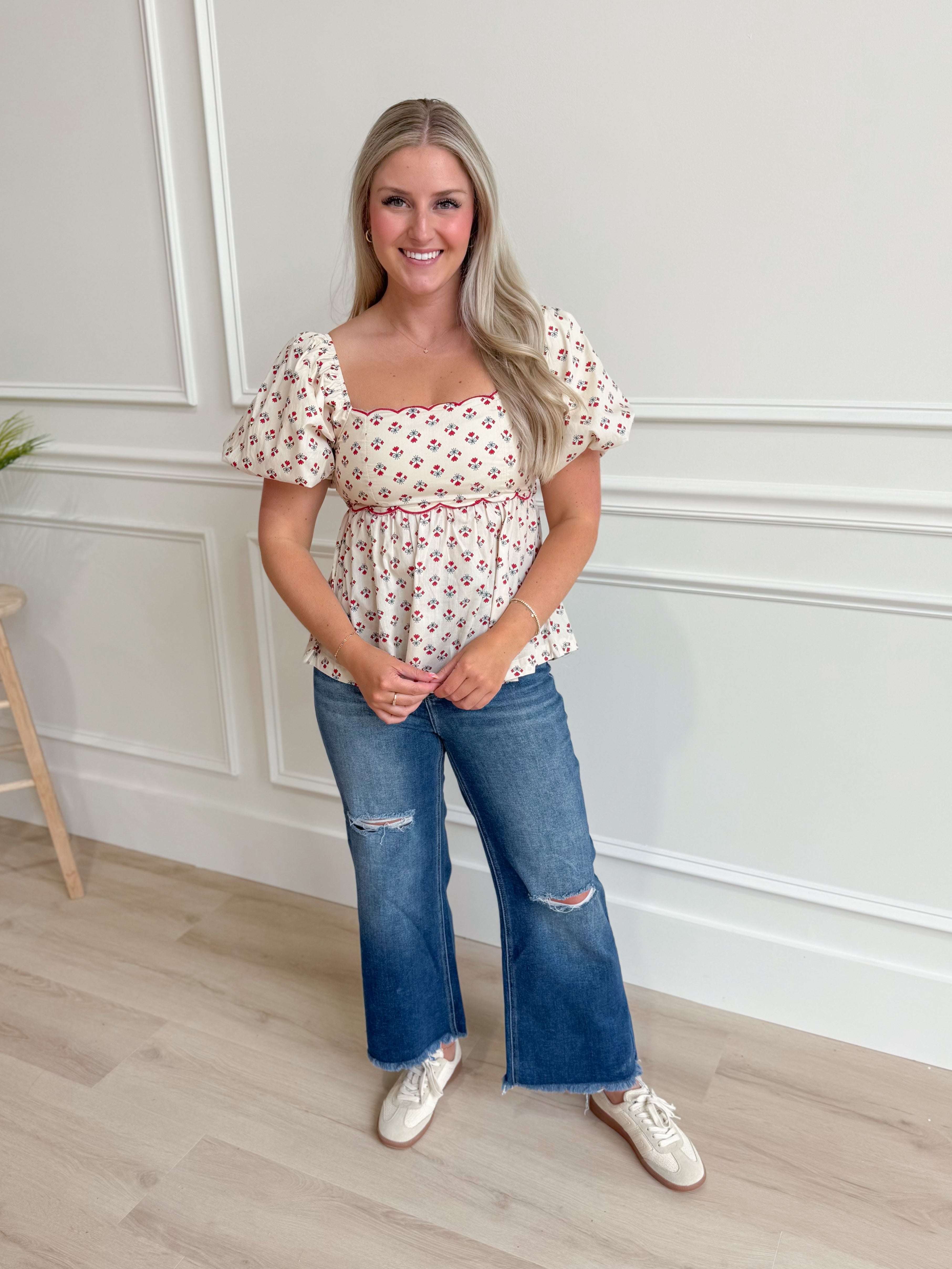 Brianna Floral Square Neck Top - Be You Boutique