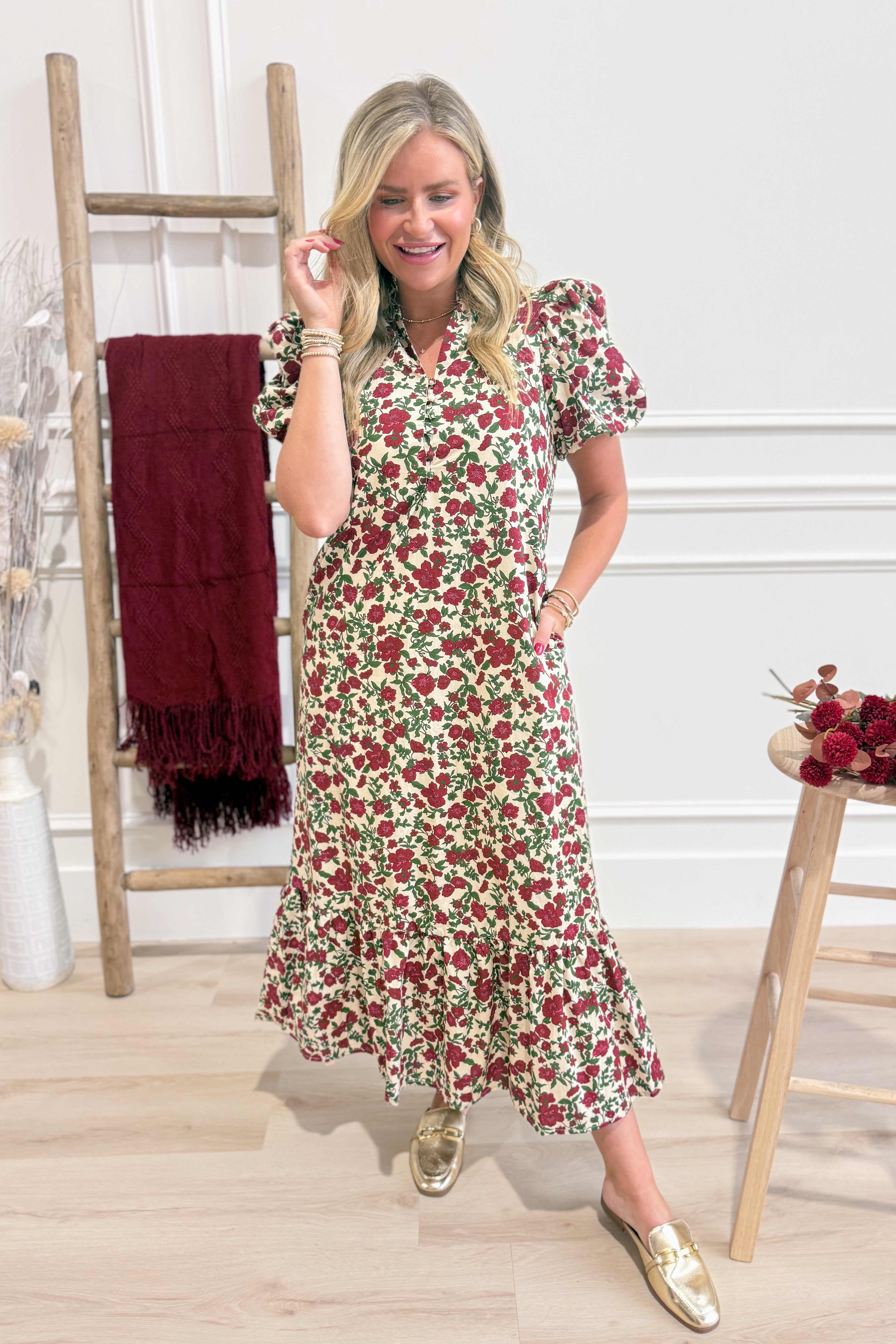 Leilah Bubble Sleeve Ruffle Dress - Be You Boutique