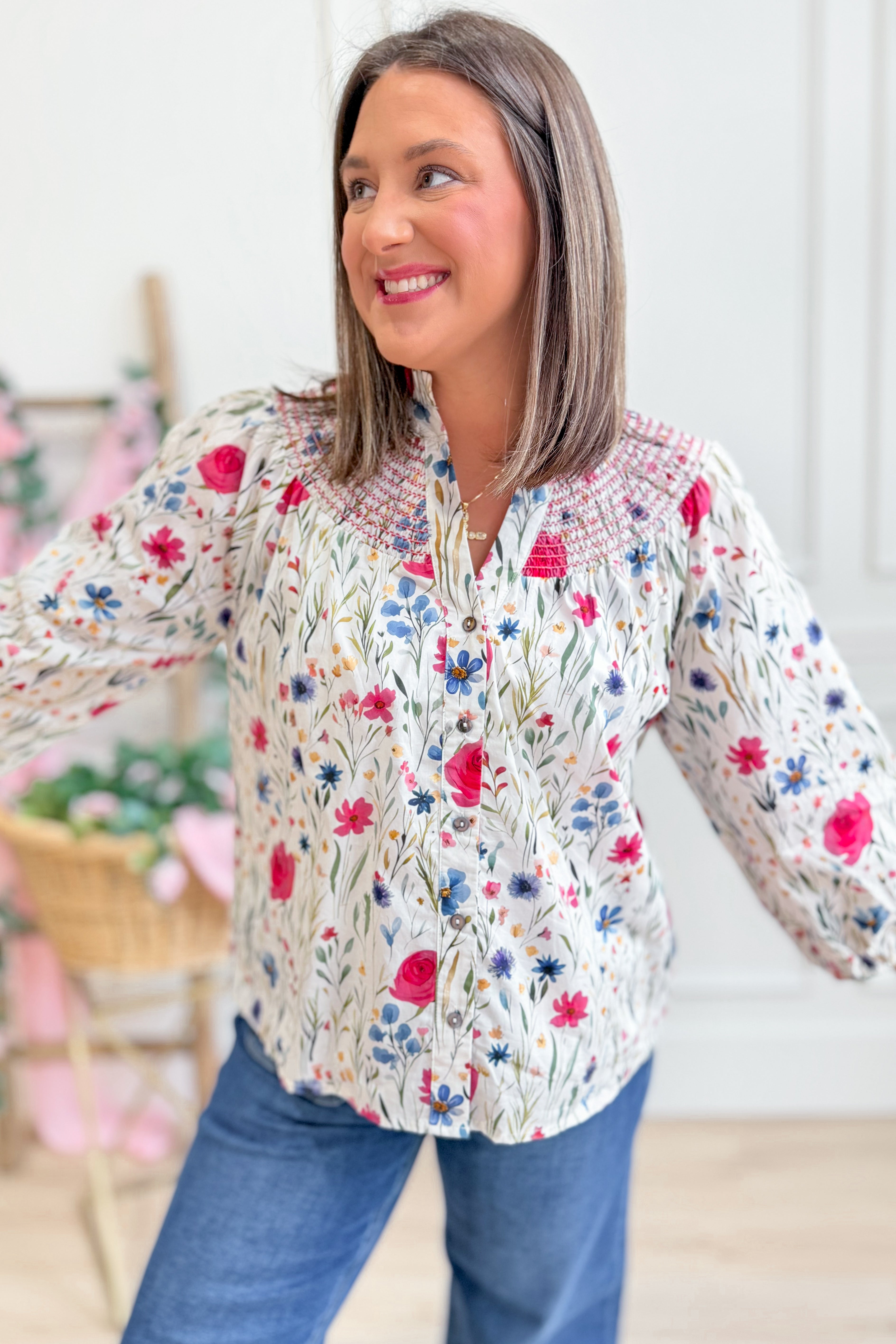Carson Floral Charming Long Sleeve Top - Be You Boutique